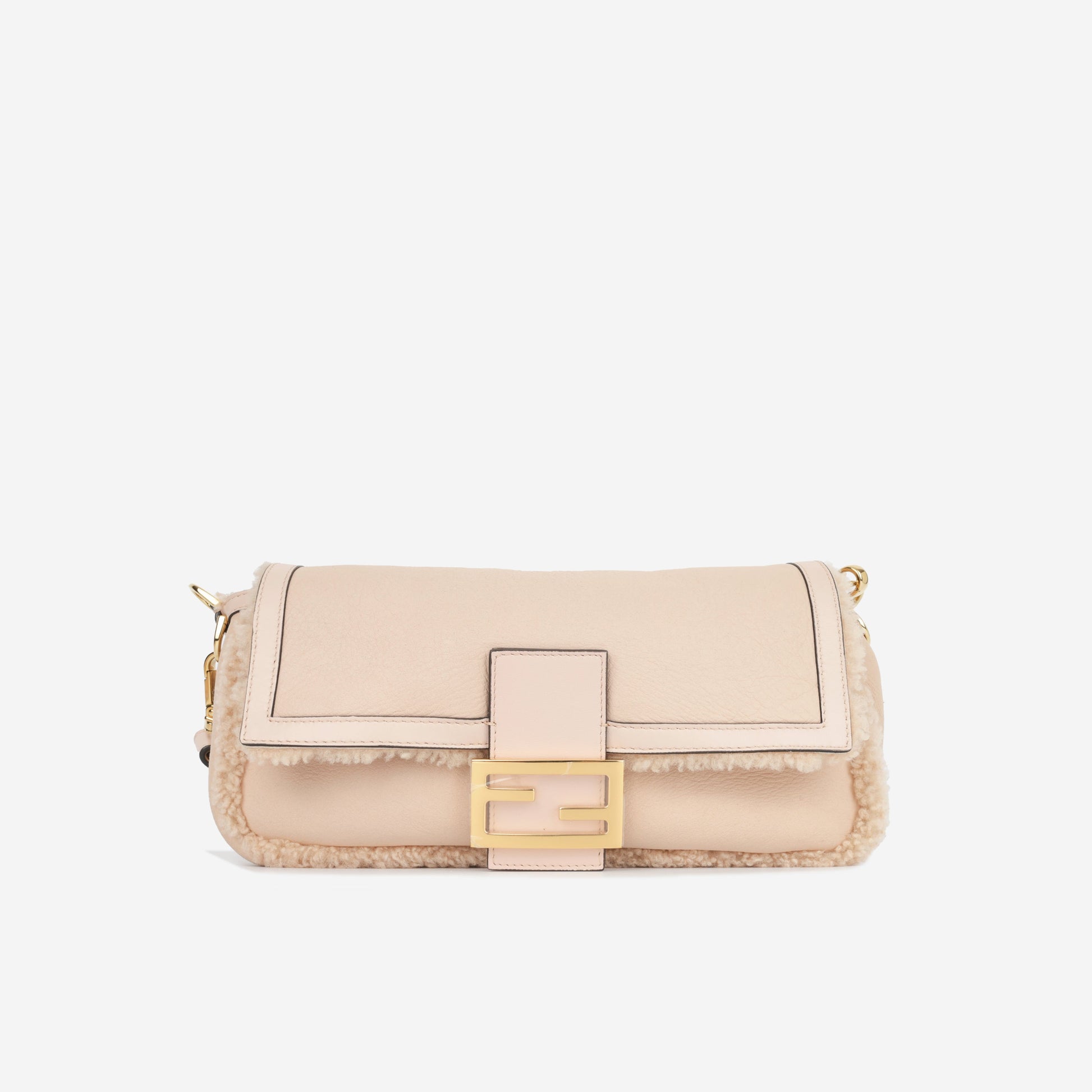 Fendi Shearling Baguette Shoulder Bag