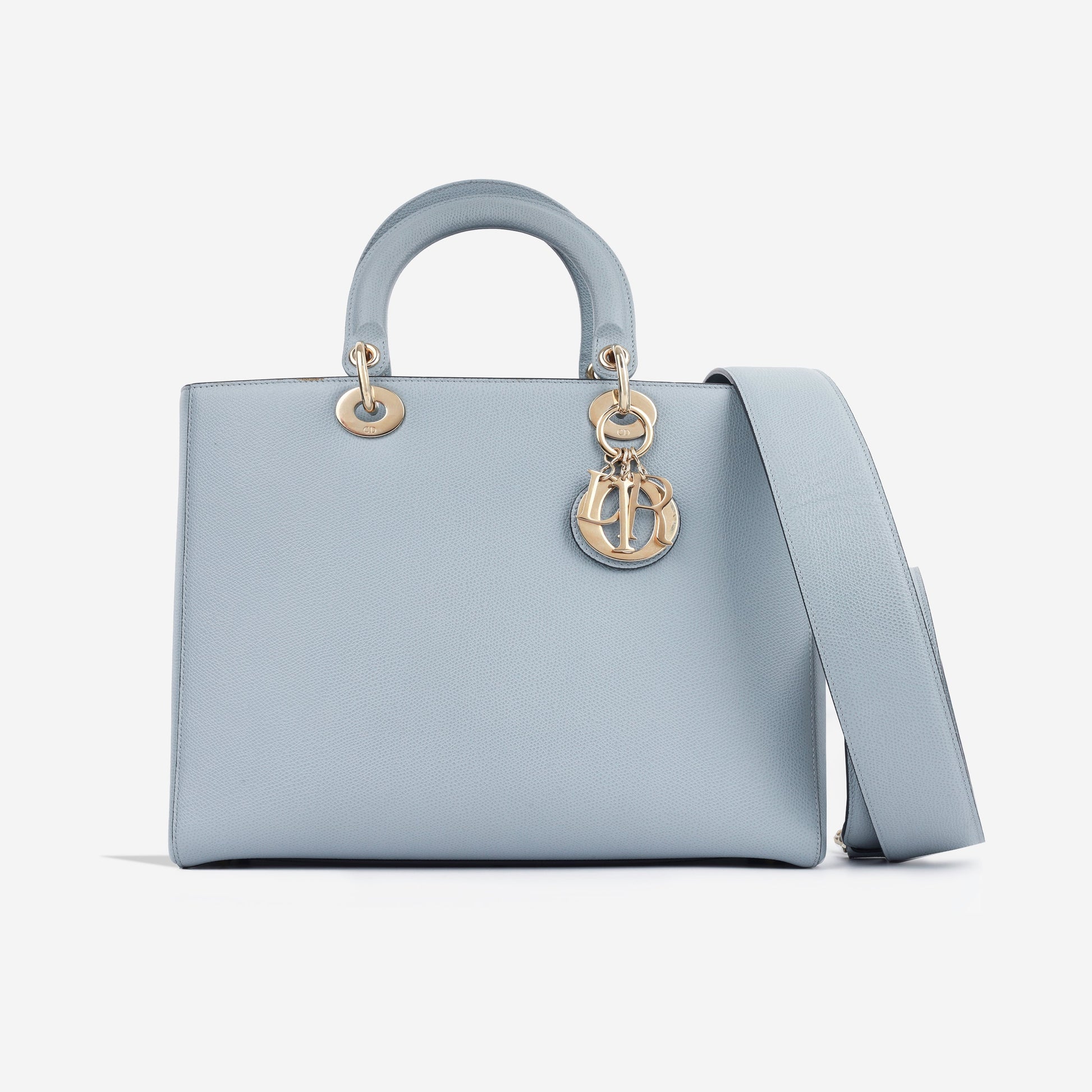 Dior Christian Lady Cloud Shoulder Bag Blue Large