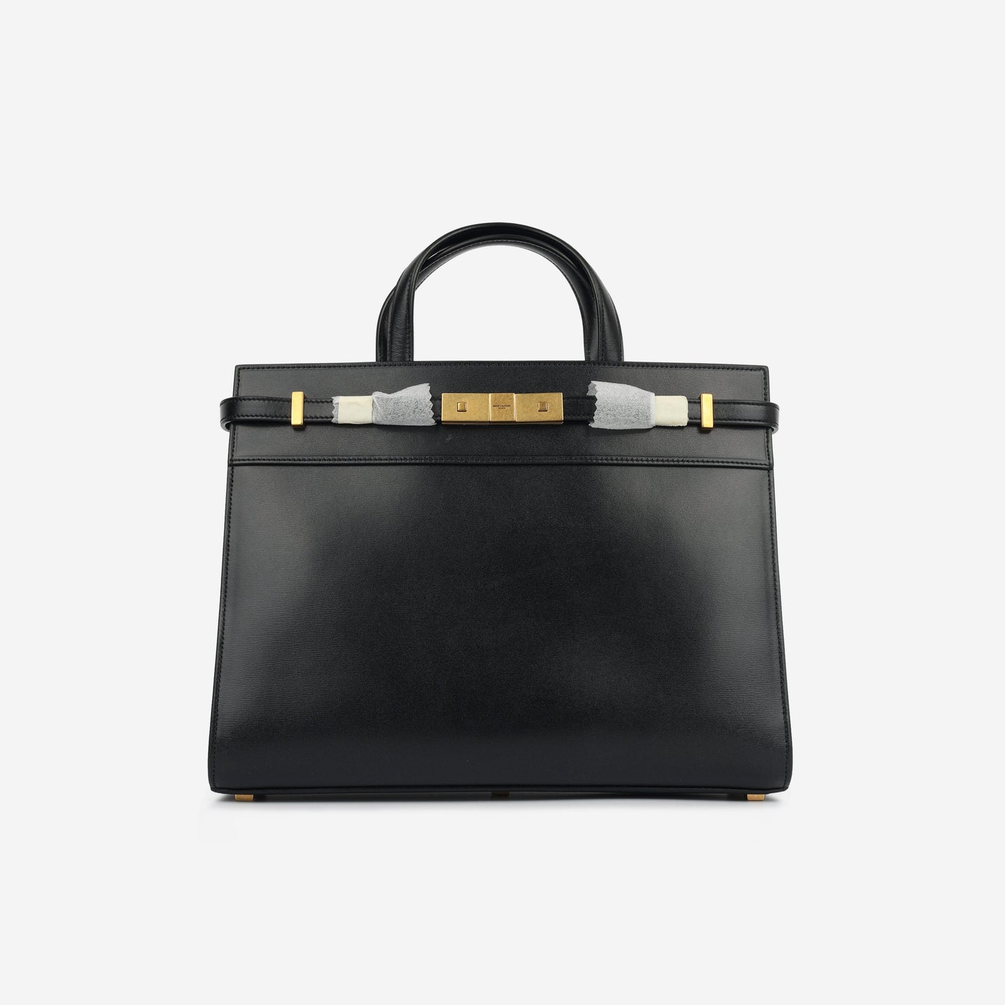 YSL Saint Laurent Manhattan Shopper Calfskin Crossbody Bag Black Small