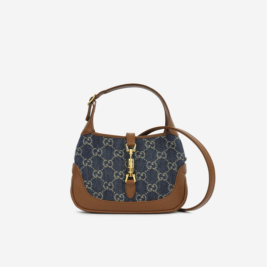 Gucci Jackie Shoulder Bag Denim Mini Denim Ghw