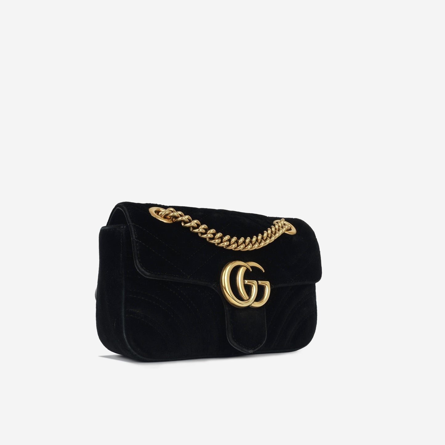 Gucci Marmont Velvet Shoulder Bag Black Mini Ghw Very