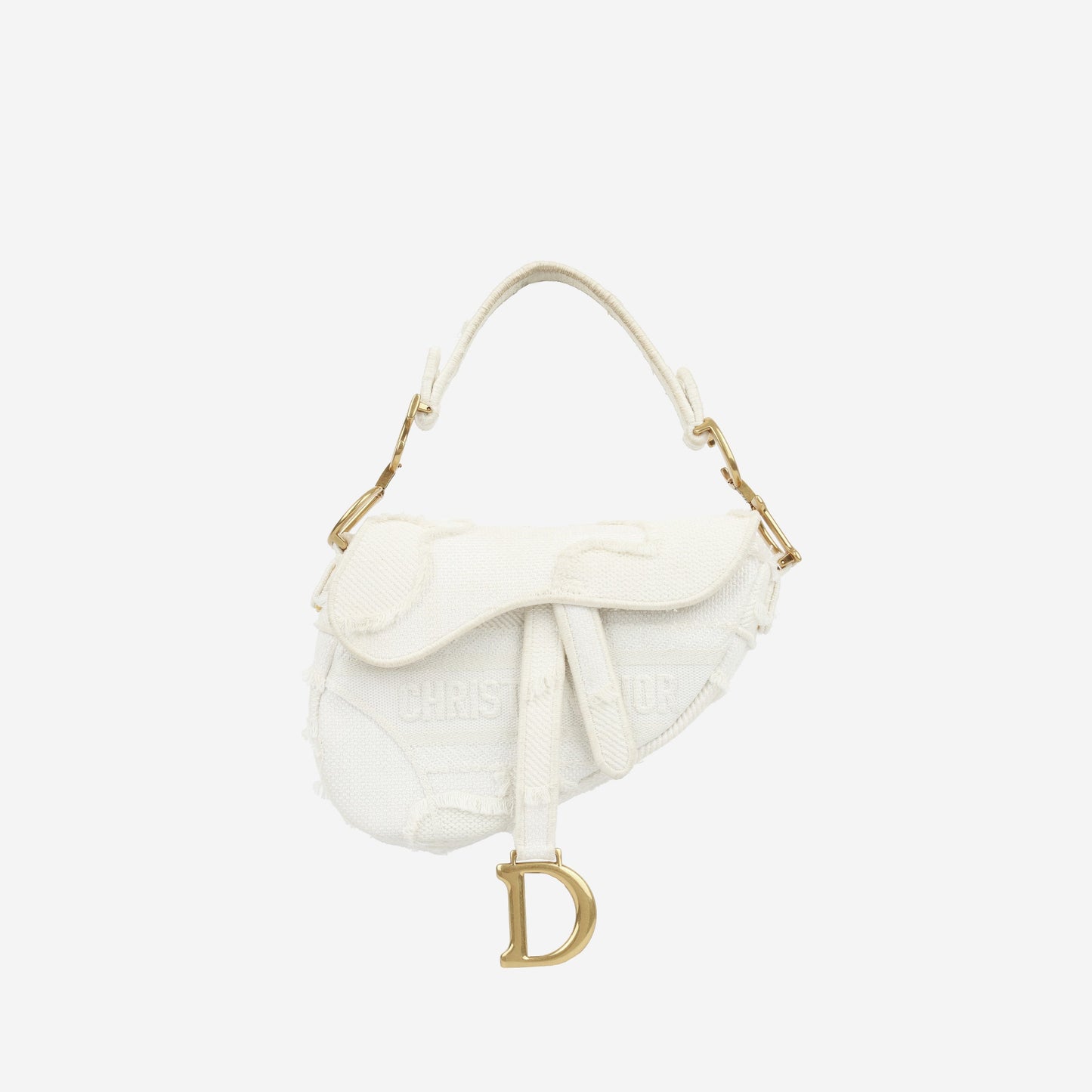 Dior Christian Saddle Bag Mini Shoulder Bag Embroidered Canvas Ghw