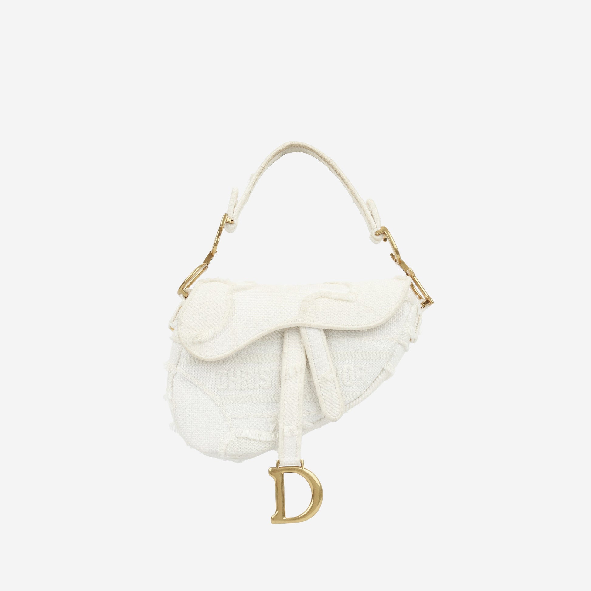Dior Christian Saddle Bag Mini Shoulder Bag Embroidered Canvas Ghw