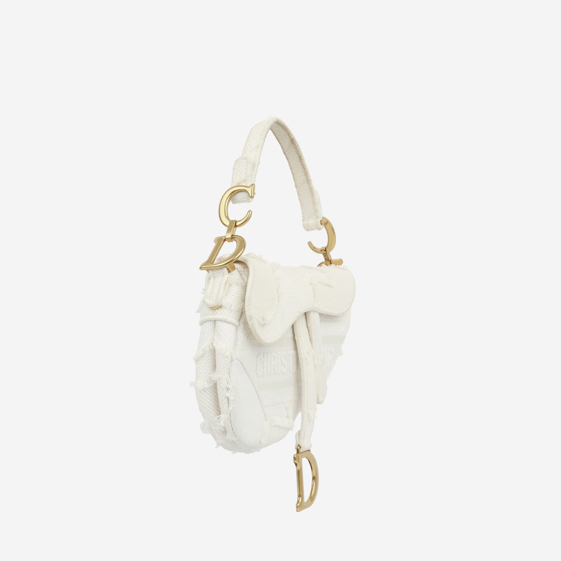 Dior Christian Saddle Bag Mini Shoulder Bag Embroidered Canvas Ghw