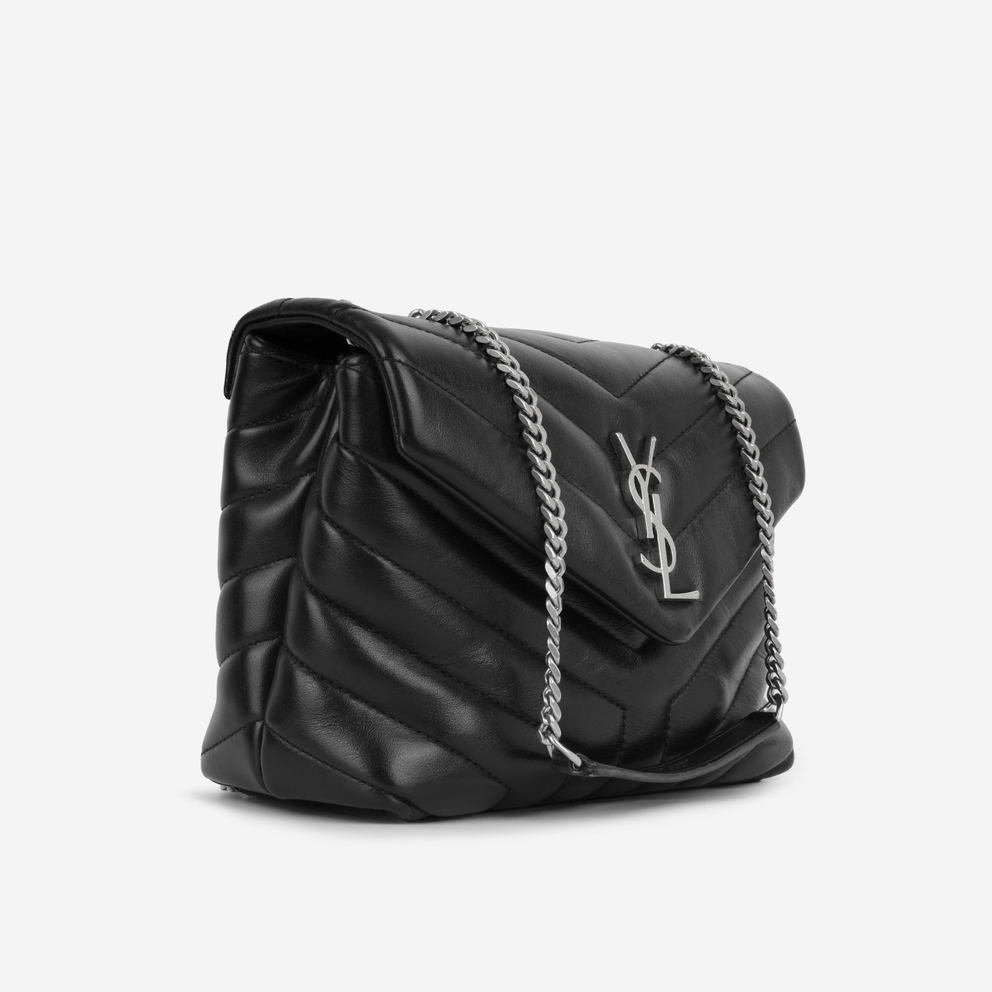 YSL Saint Laurent Lou Lou Crossbody Bag Black Small Black Calskin Shw