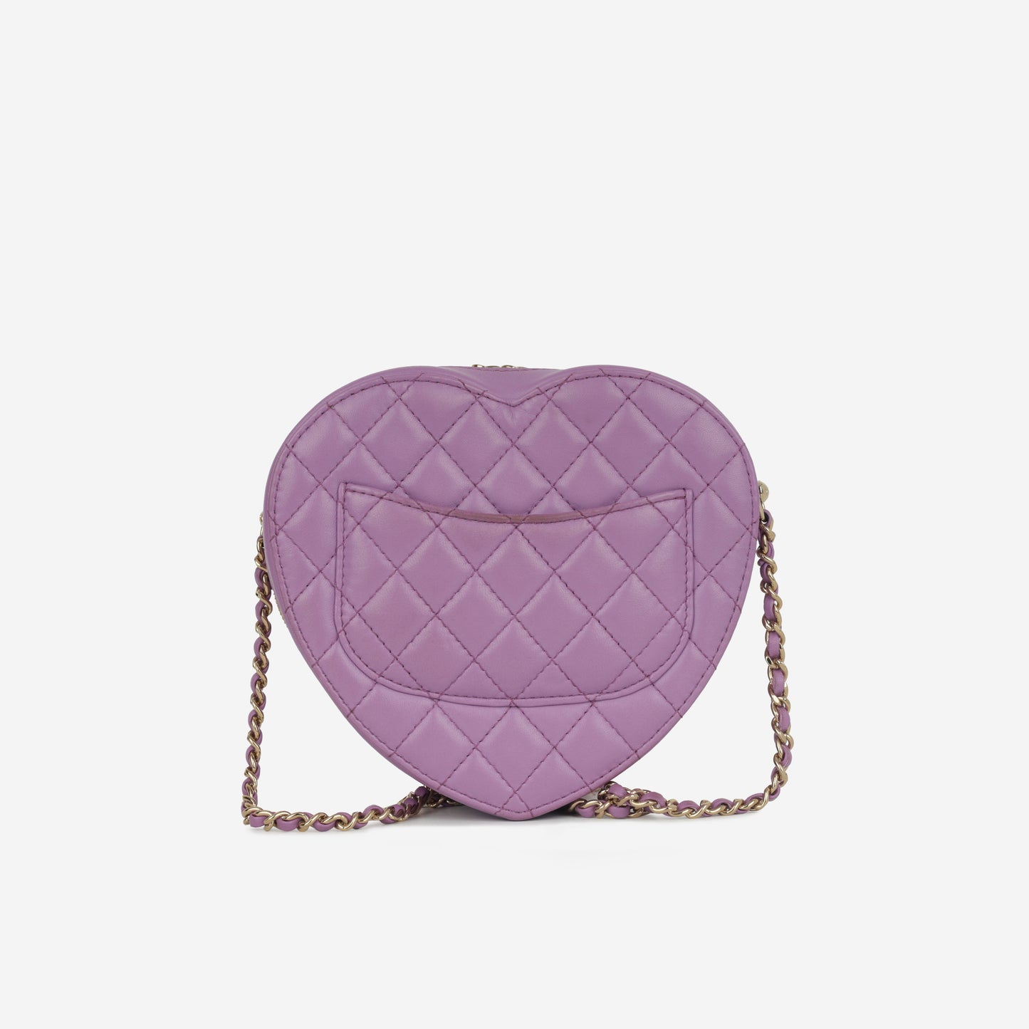 Chanel - Large Heart Bag - Purple Lambskin CGHW - Plaque Series -