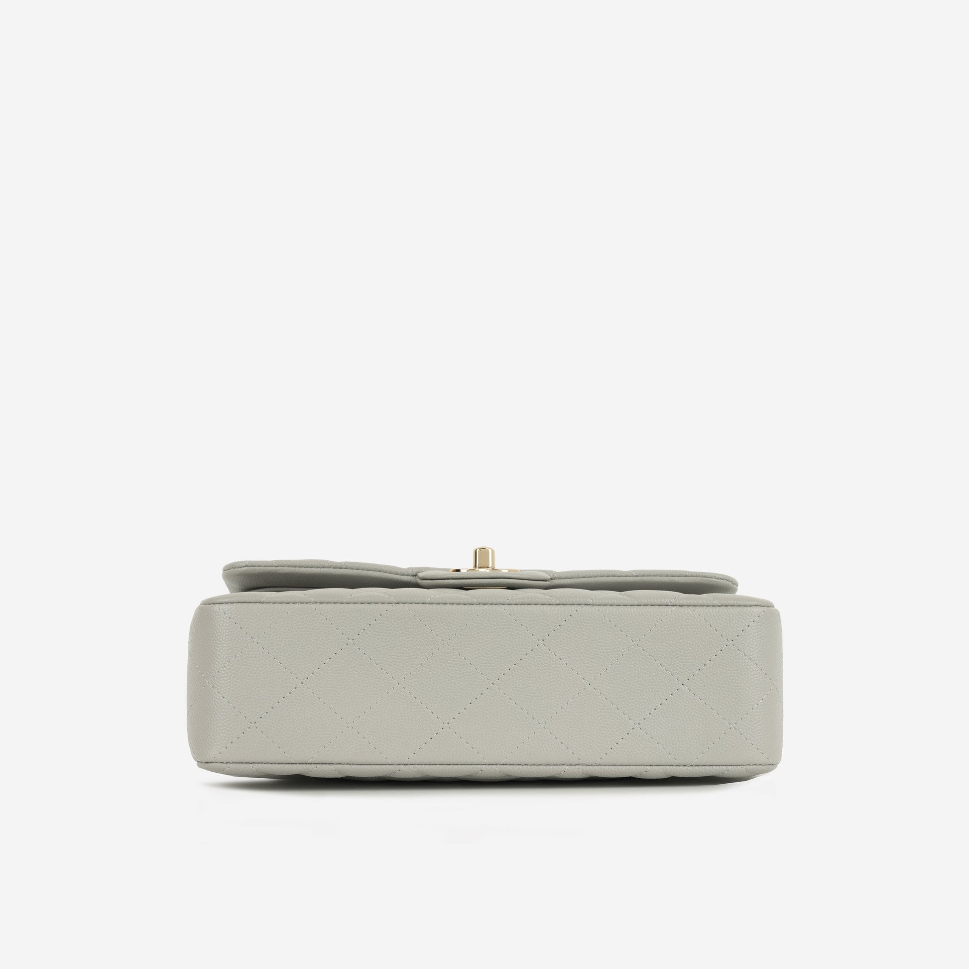 Chanel Small Double Classic Flap - Grey Caviar | Champagne Gold Hardware