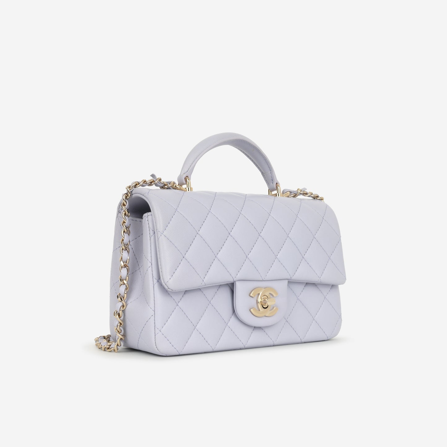 Chanel - Mini Rectangular Plaque Top Handle - Lilac Lambskin CGHW -