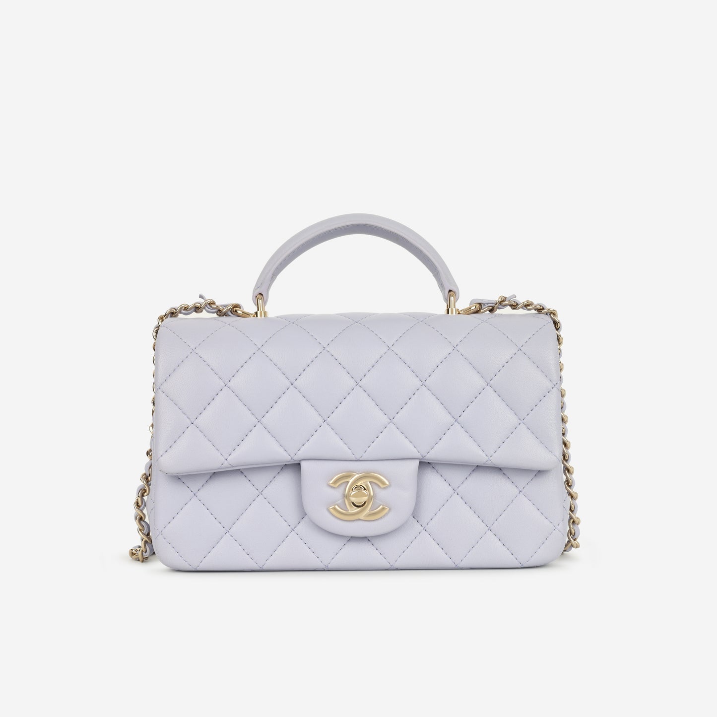 Chanel - Mini Rectangular Plaque Top Handle - Lilac Lambskin CGHW -