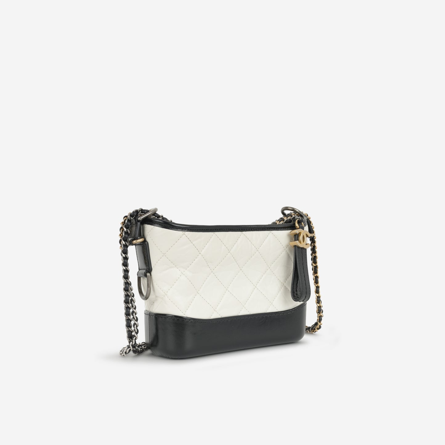 Chanel - Small Gabrielle Bag - White / Black Aged Calfskin MHW - - 2019