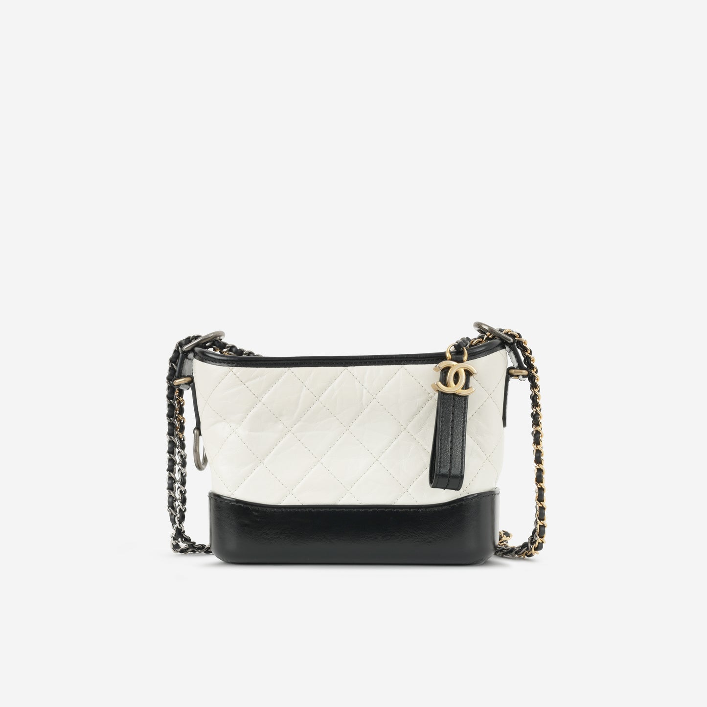 Chanel - Small Gabrielle Bag - White / Black Aged Calfskin MHW - - 2019