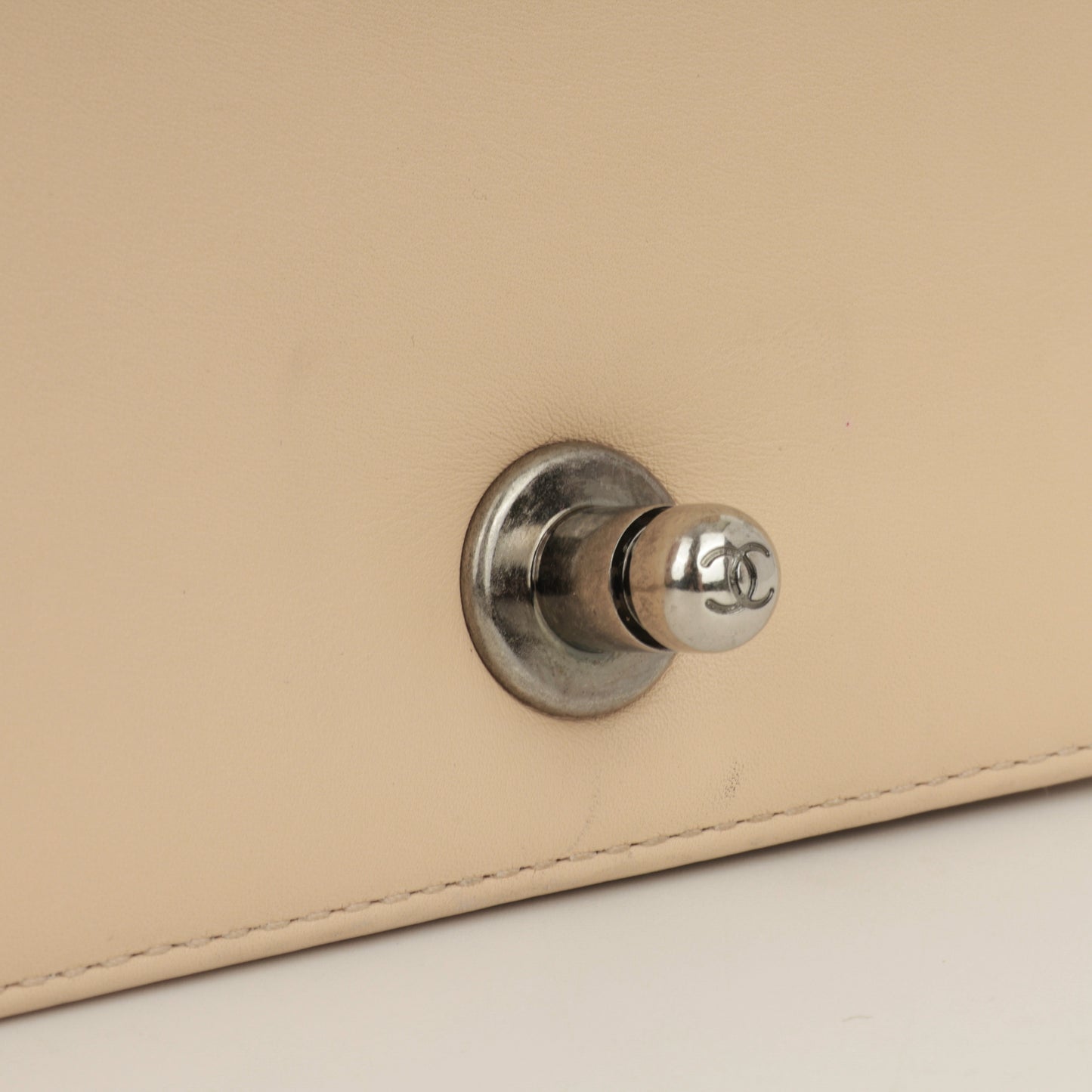 Chanel - Small Boy Bag - Beige Lambskin / Lizard RHW - 2014 -