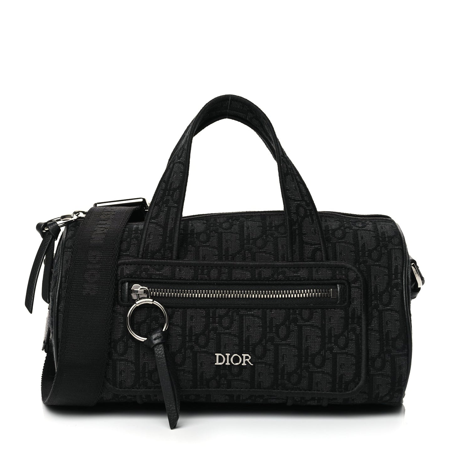Dior Handbag Christian Oblique Jacquard Zipped Messenger Bag Canvas Black Shoulder Bag