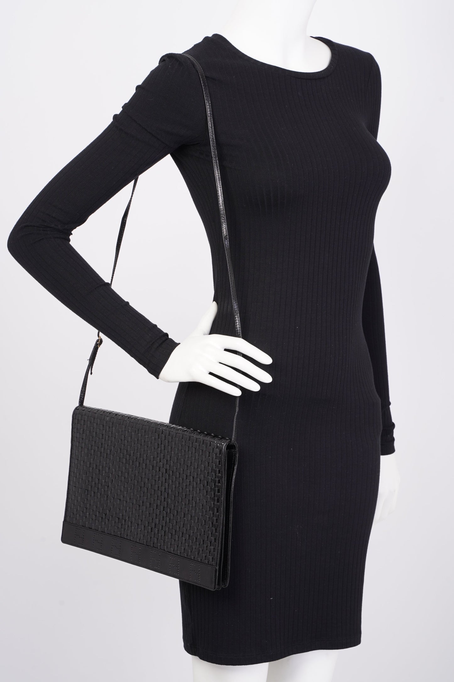 Fendi Clutch With Strap Leather Black Clutch Bag
