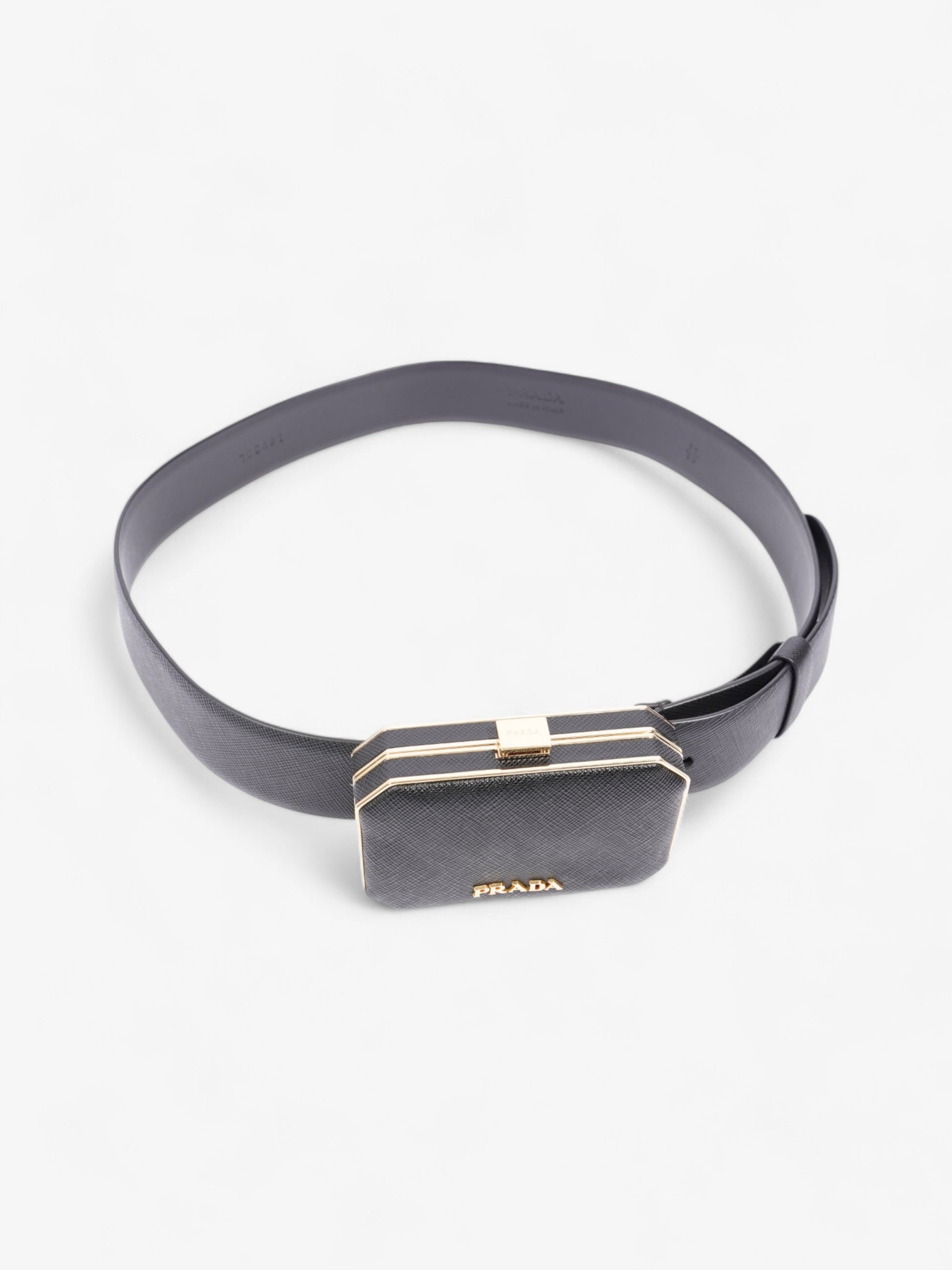 Prada Octagon Belt With Bag Leather Saffiano Black