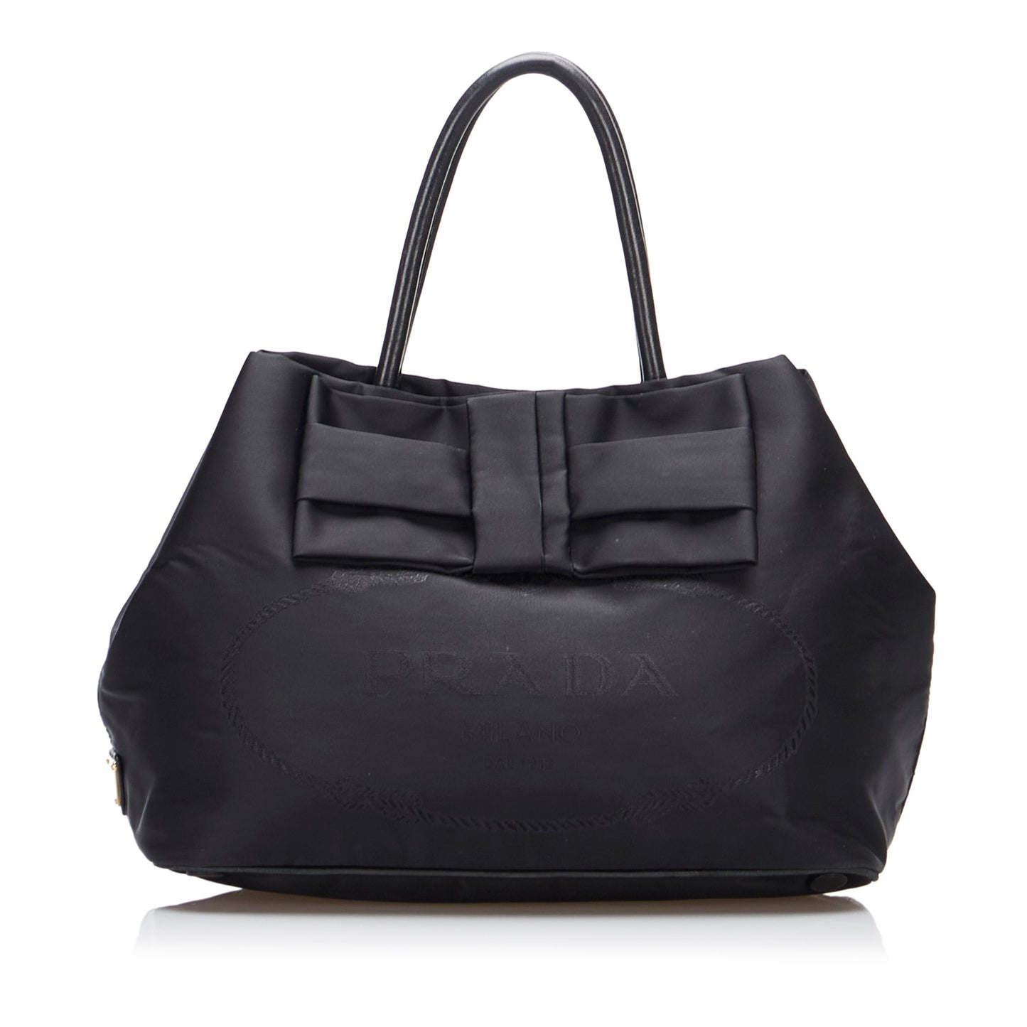 Prada Canapa Tessuto Bow Handbag Black Travel Bag