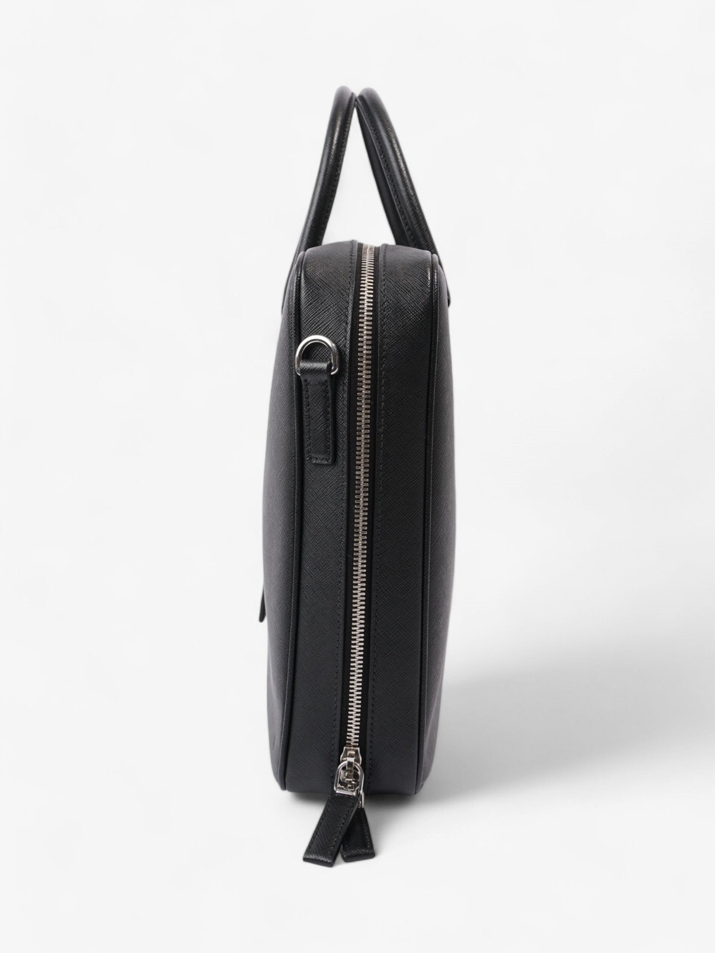 Prada Briefcase Messenger Bag Leather Saffiano Black