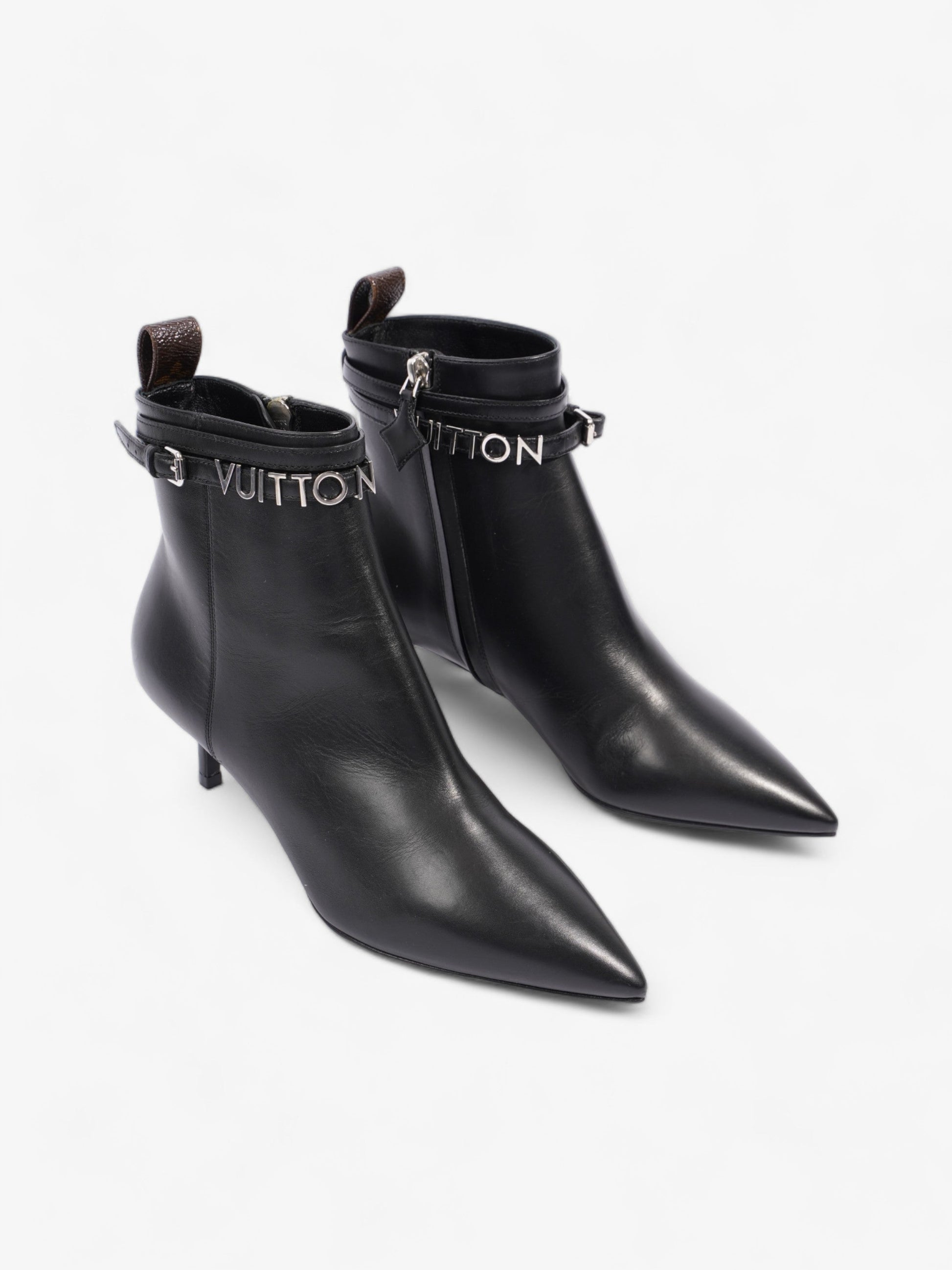 Louis Vuitton Call Back Ankle Boot 50 Monogram Leather Black Brown Shoes