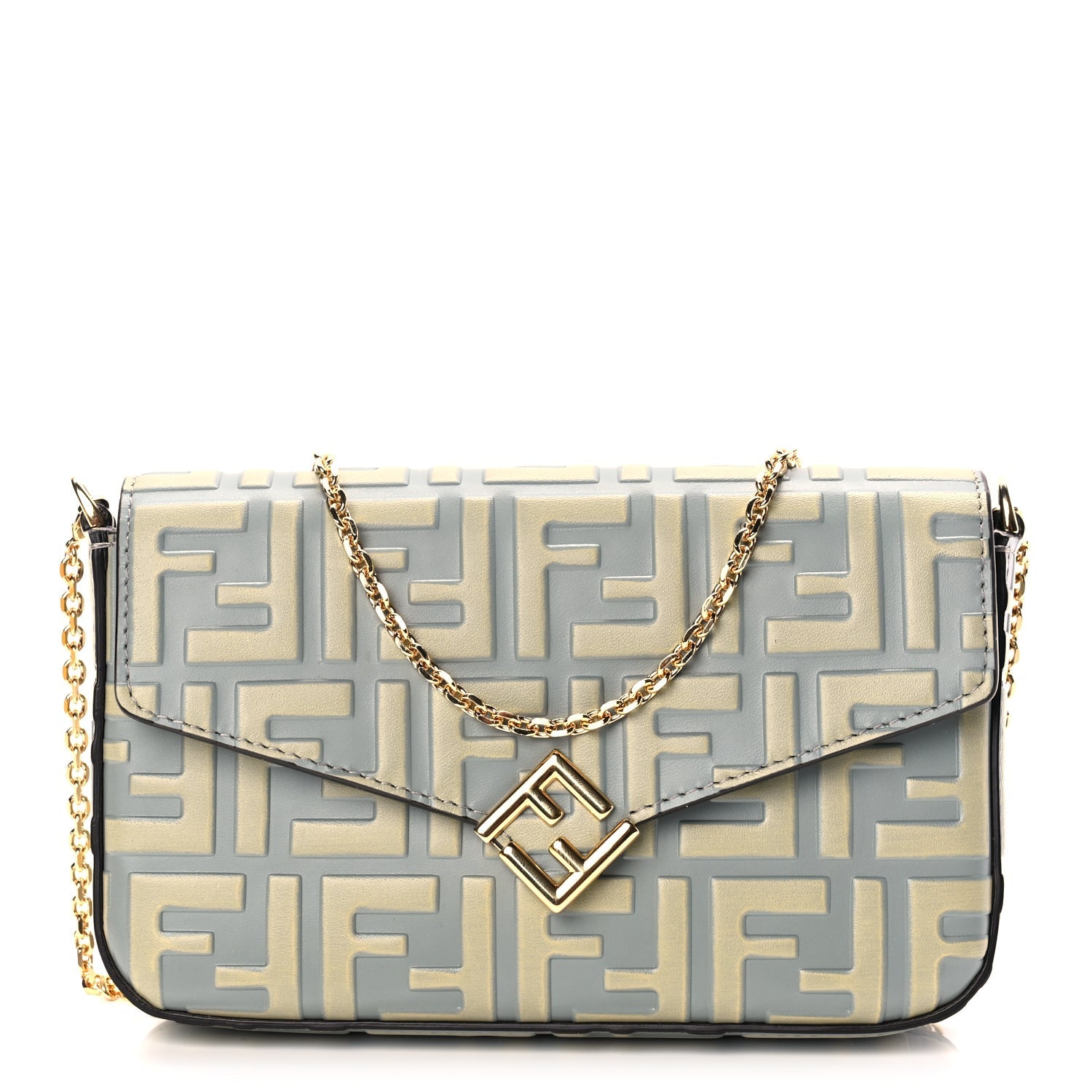 Fendi Handbag Liberty FF Diamonds Wallet On Milk Sage Leather Vitello Beige Shoulder Bag