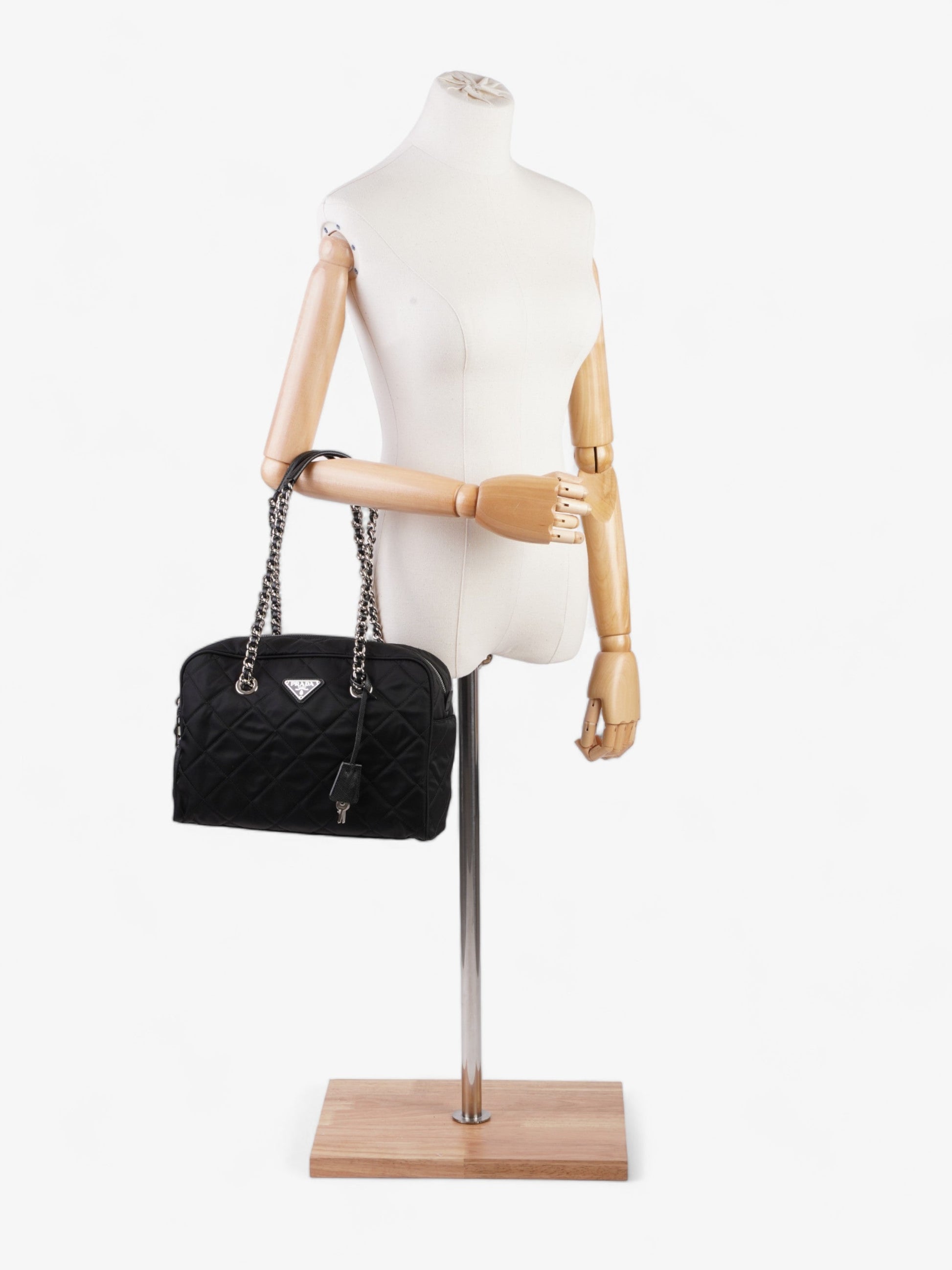 Prada Tessuto Impuntu Shoulder Bag Nylon Quilted Black