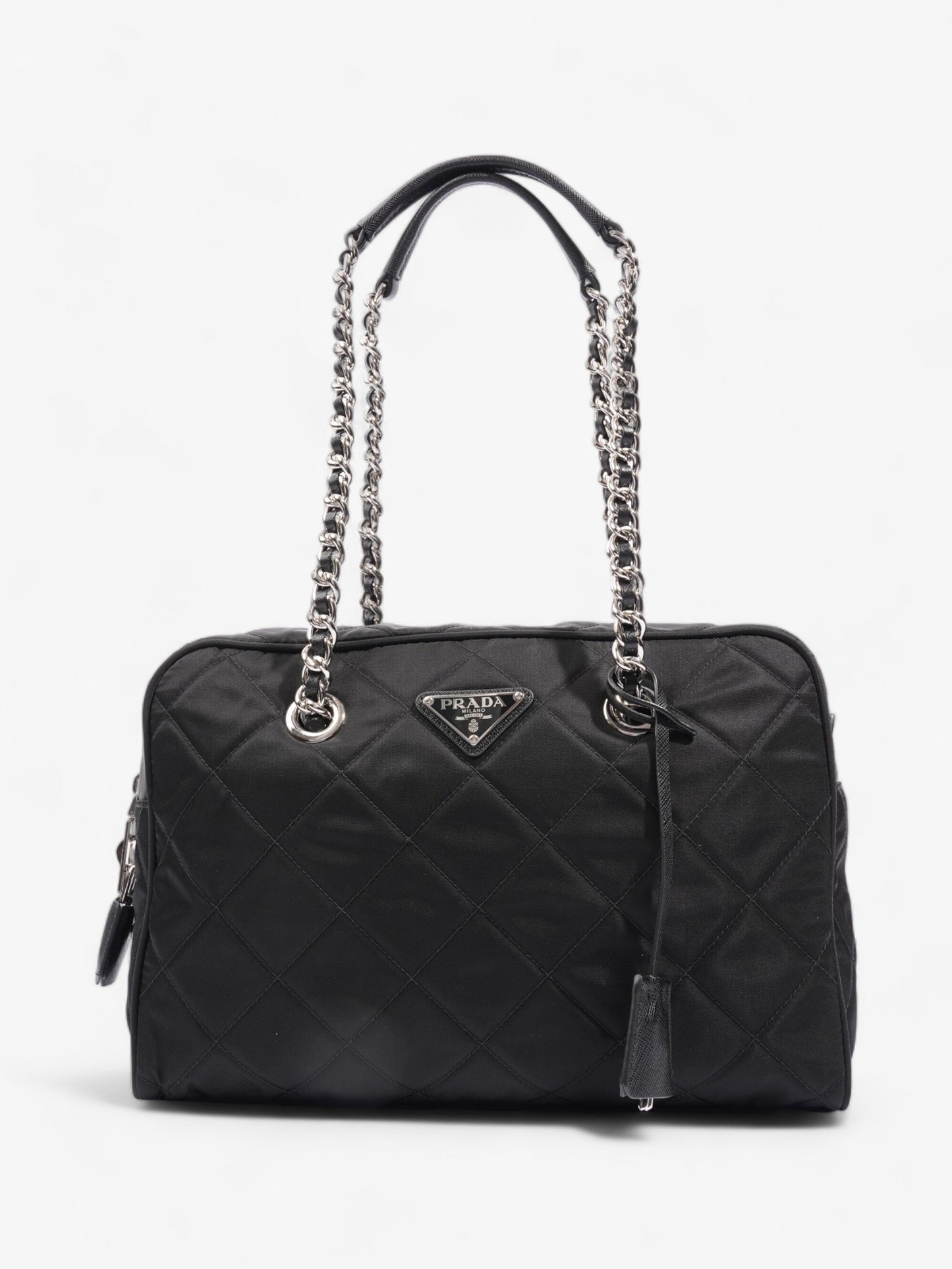 Prada Tessuto Impuntu Shoulder Bag Nylon Quilted Black