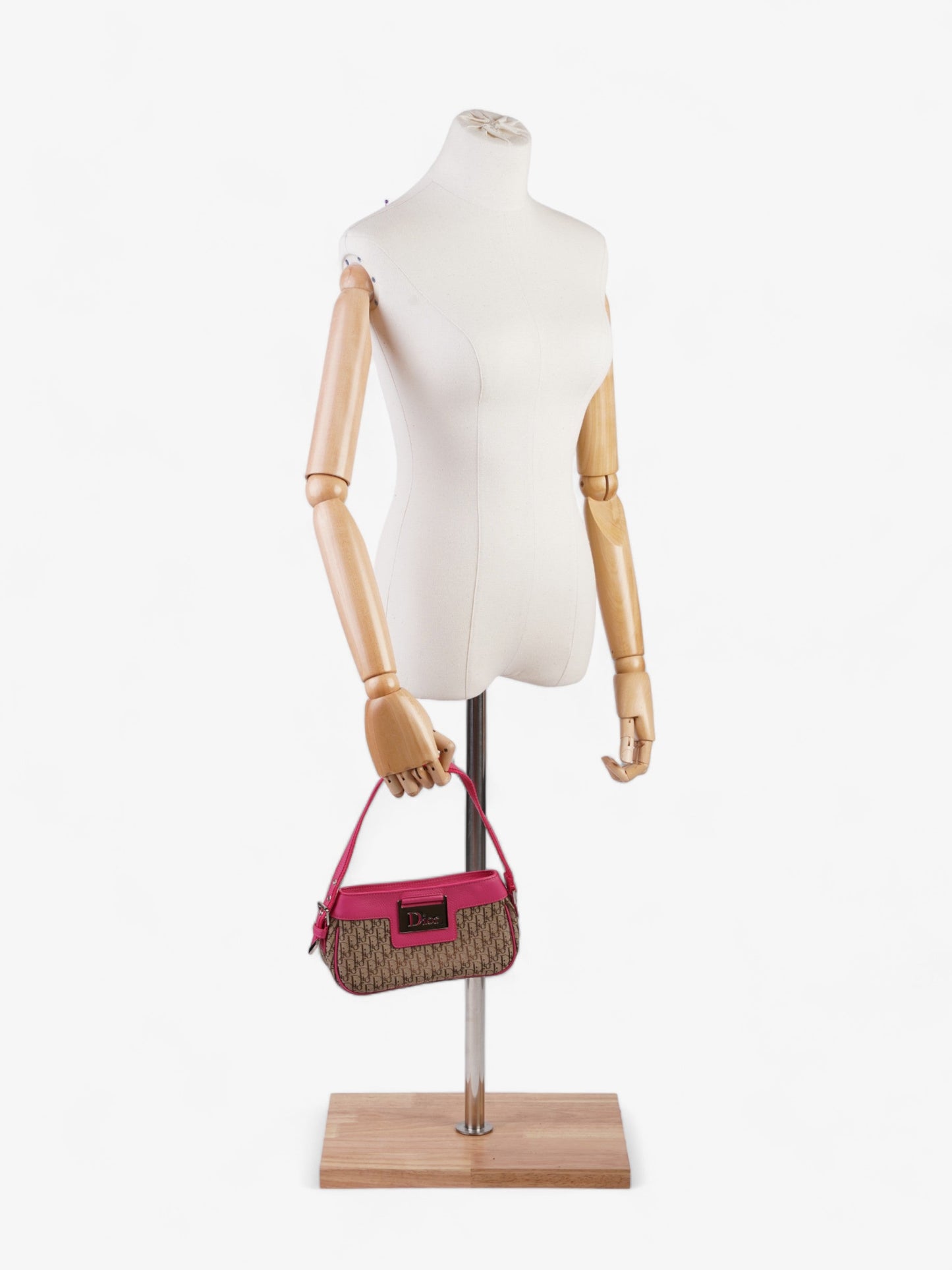 Dior Christian Street Chic Fuschia Shoulder Bag Canvas Beige Mini