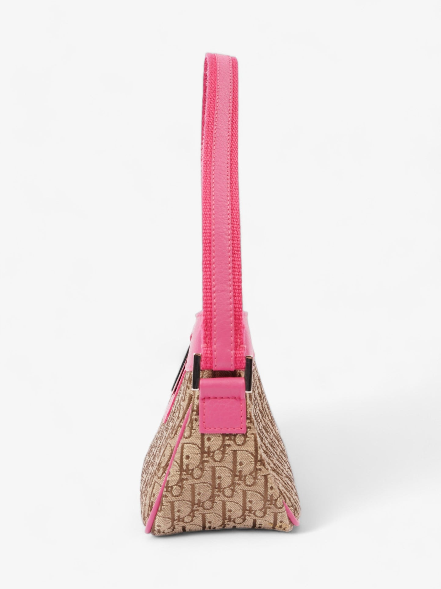 Dior Christian Street Chic Fuschia Shoulder Bag Canvas Beige Mini