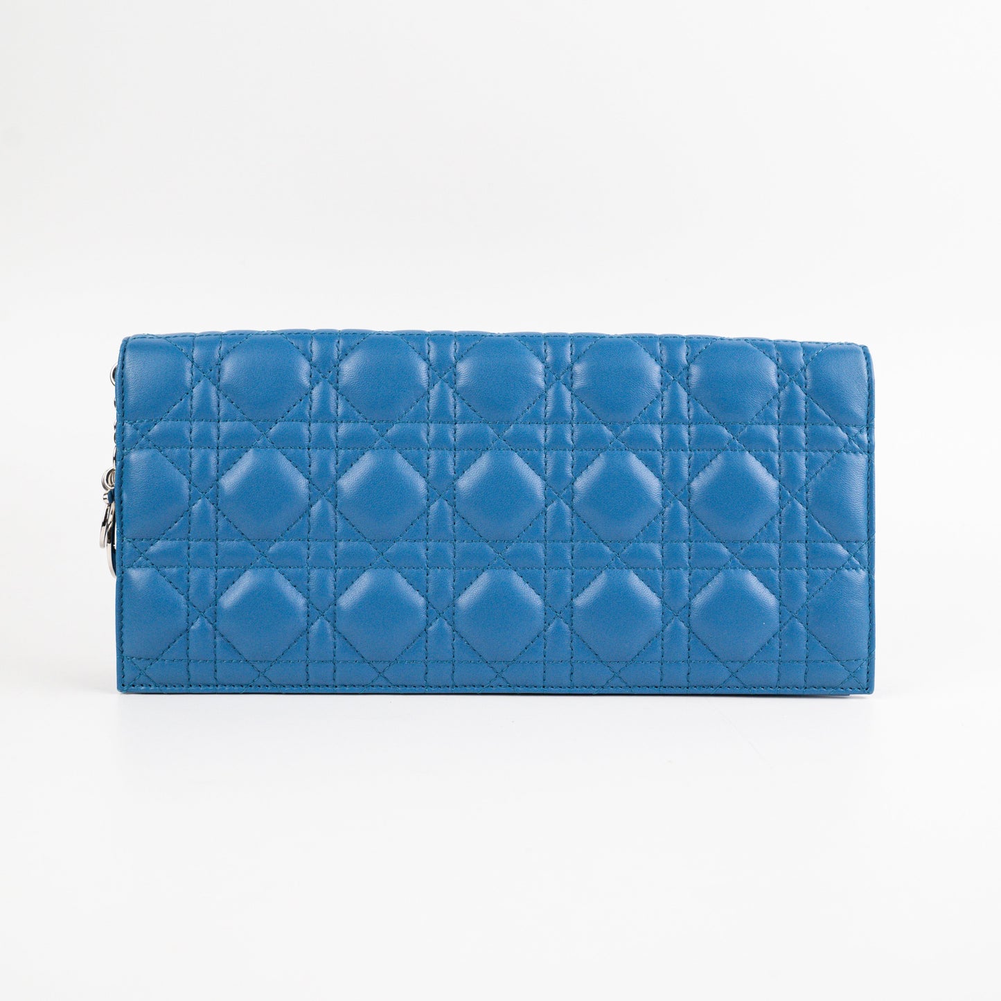 Dior Christian Cannage Clutch Lambskin Blue Clutch Bag