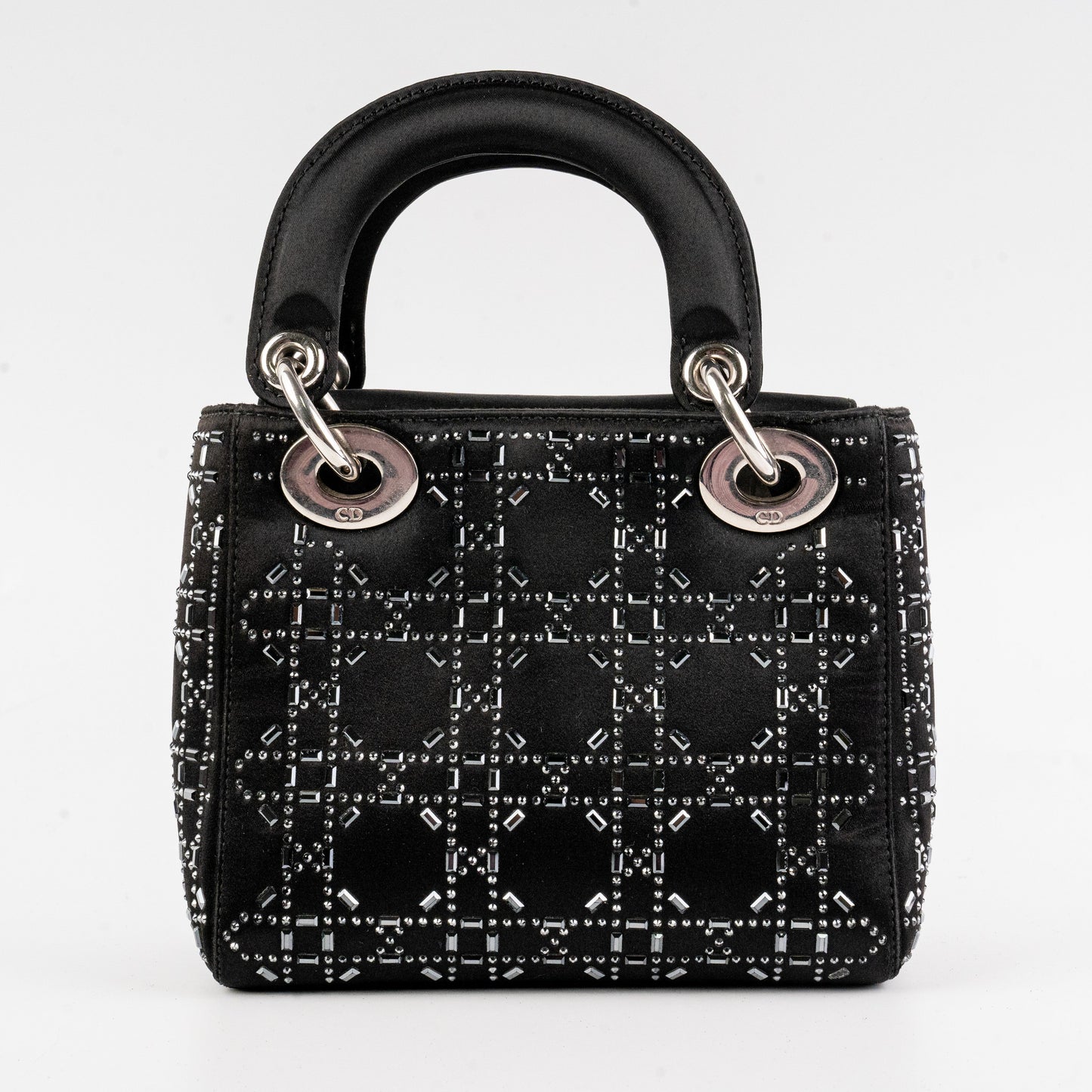 Dior Christian Lady Strass Bag Satin Black Mini Crossbody Bag
