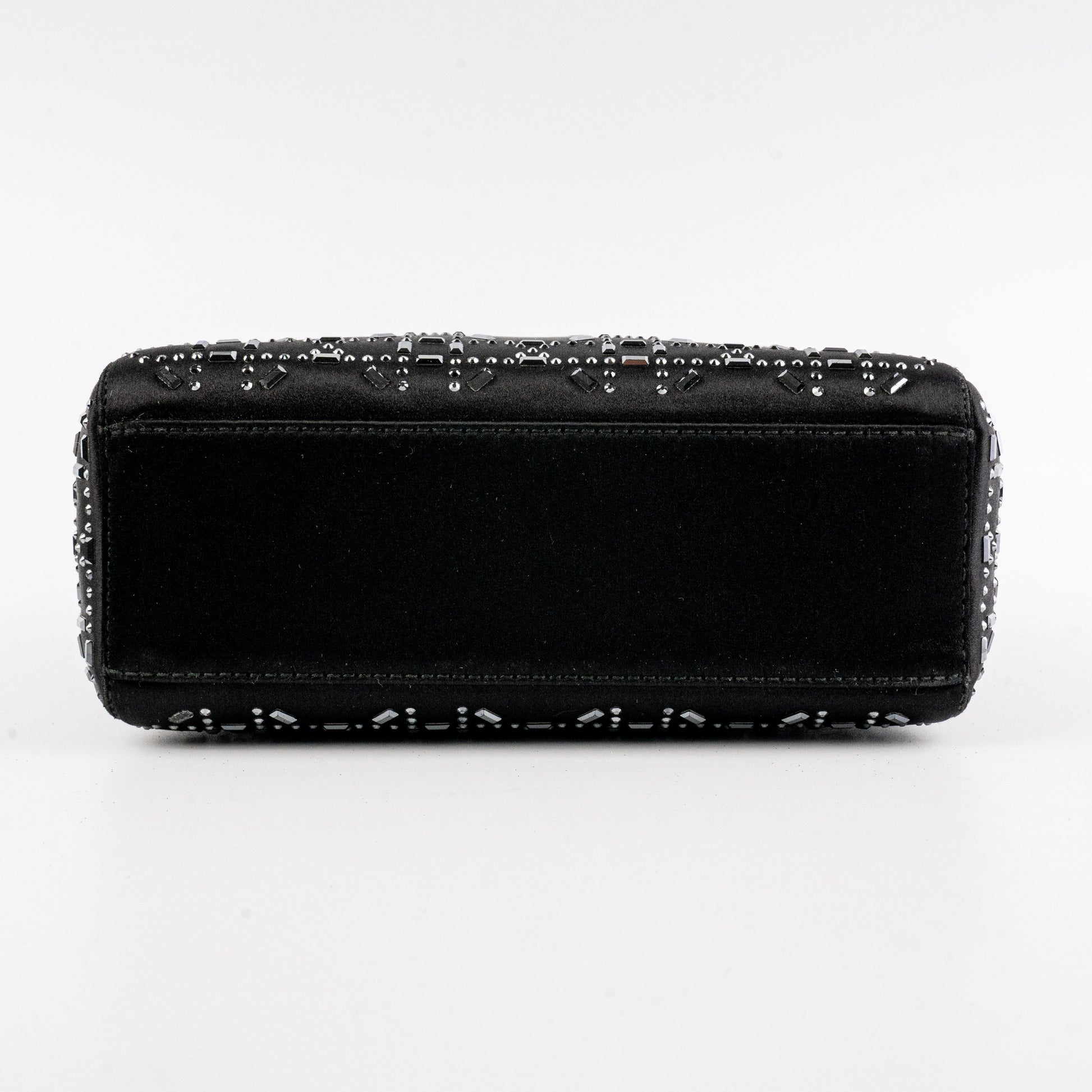 Dior Christian Lady Strass Bag Satin Black Mini Crossbody Bag