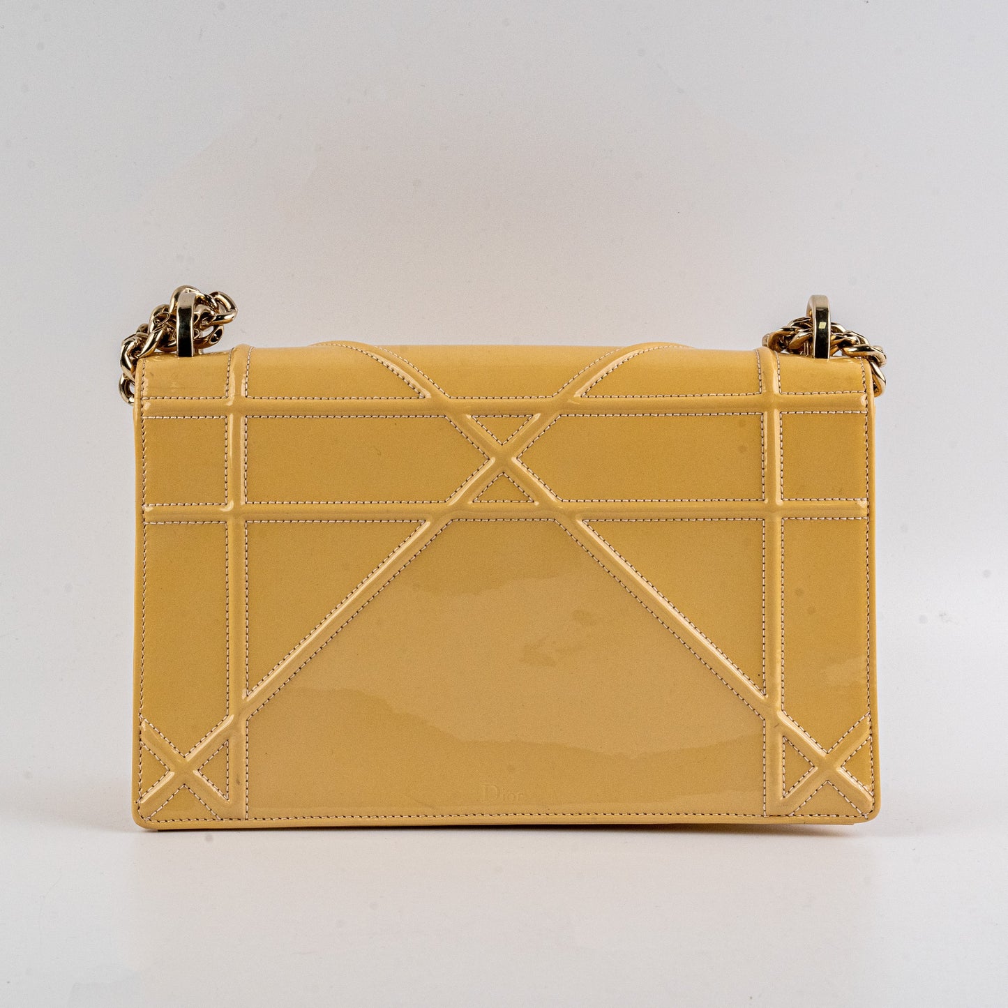 Dior Christian ama Shoulder Bag Patent Yellow Medium