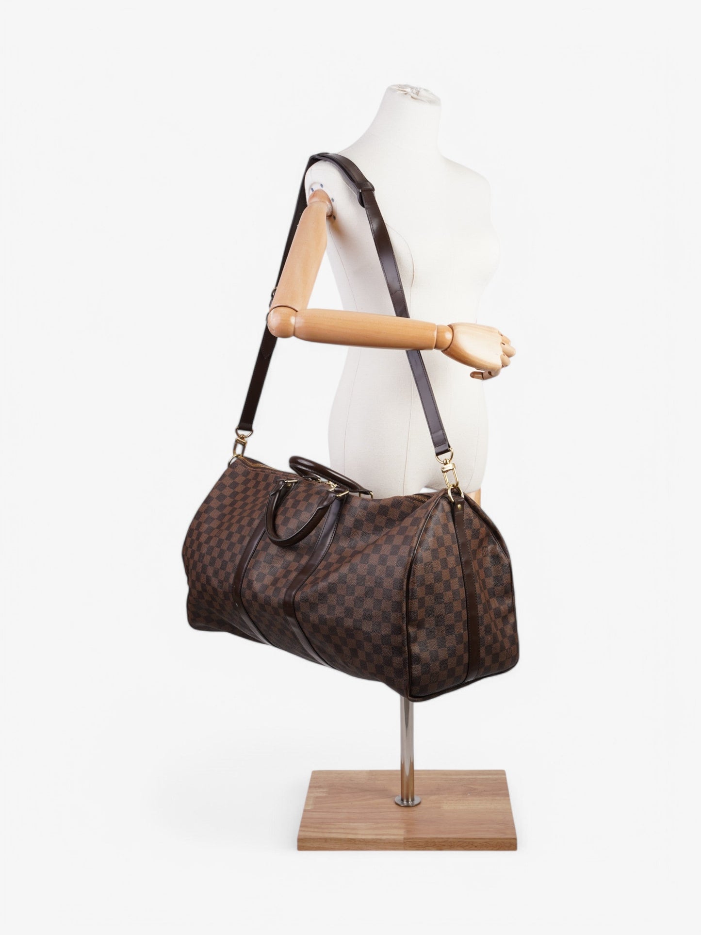 Louis Vuitton Keepall Bandouliere Ebene Coated 55 Damier Canvas Coated Canvas Apparel
