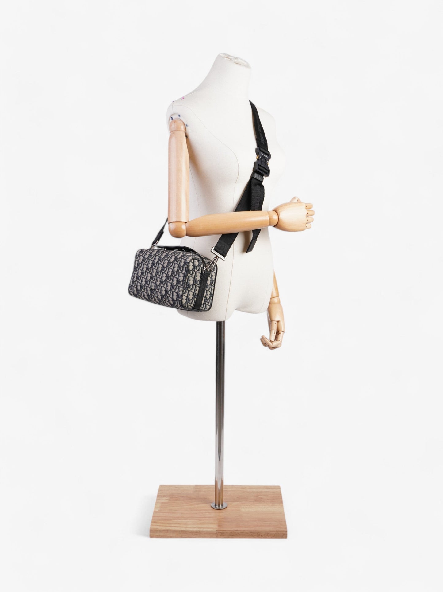 Dior Christian Lingot Duffle Oblique Messenger Bag Canvas Black Beige