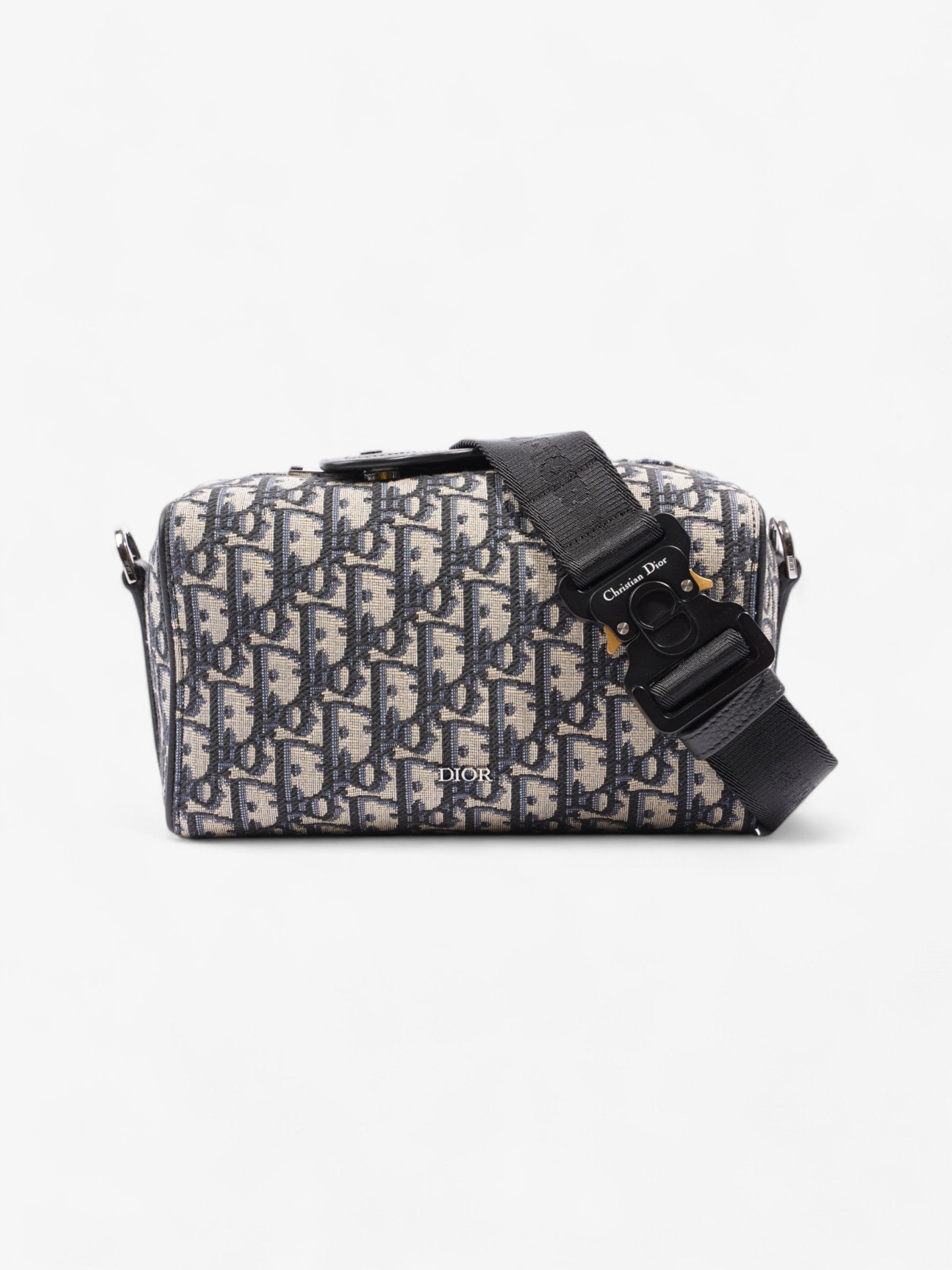 Dior Christian Lingot Duffle Oblique Messenger Bag Canvas Black Beige
