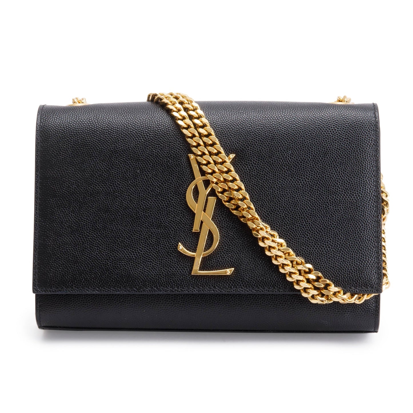 YSL Saint Laurent Grain De Poudre Kate Bag Leather Black Travel Bag