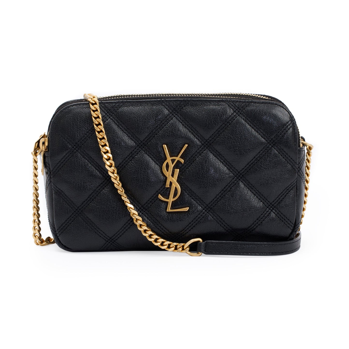 YSL Saint Laurent Becky Double Zip Bag Quilted Black Travel Bag