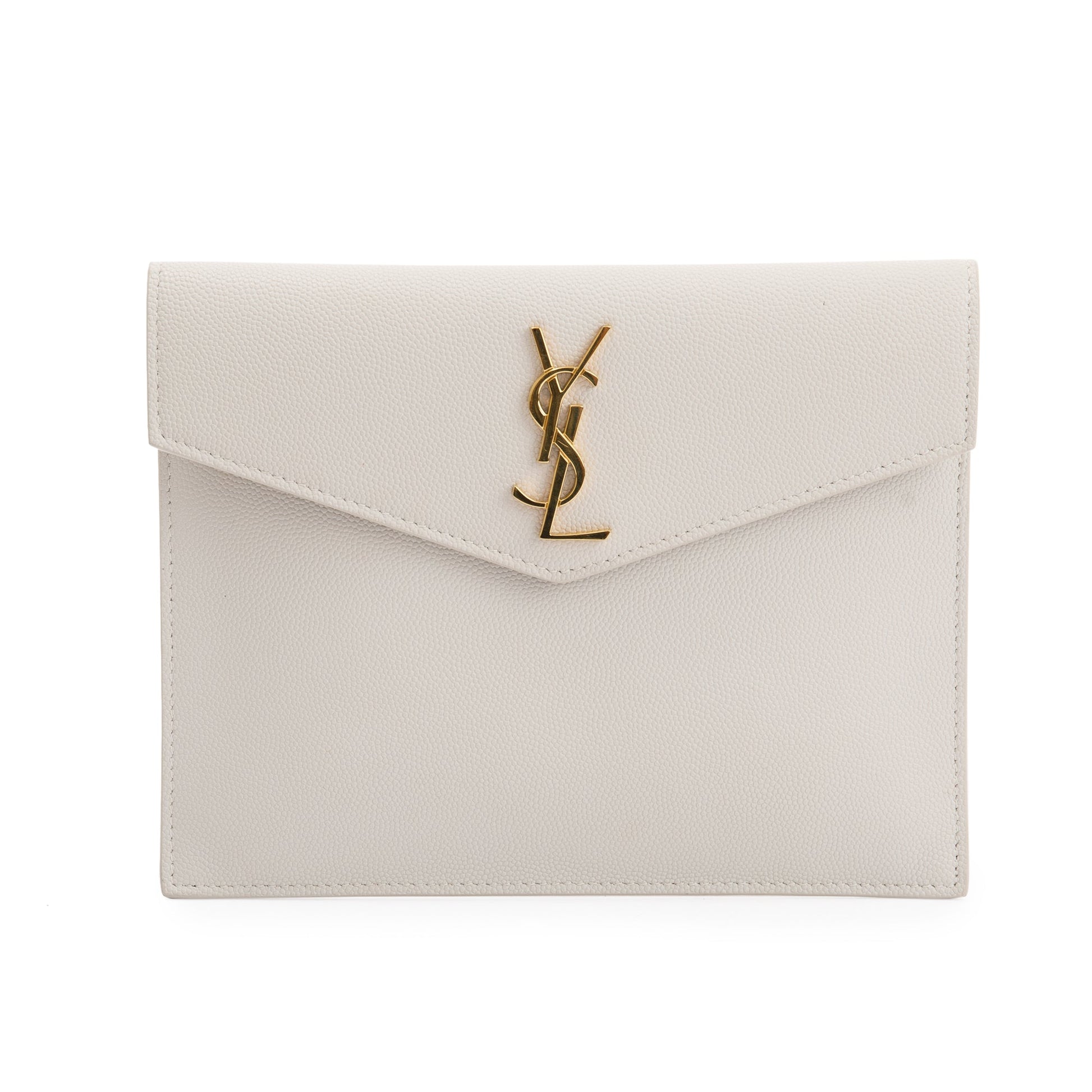 YSL Saint Laurent Creme Grain De Poudre Uptown Baby Pouch Monogram Travel Bag