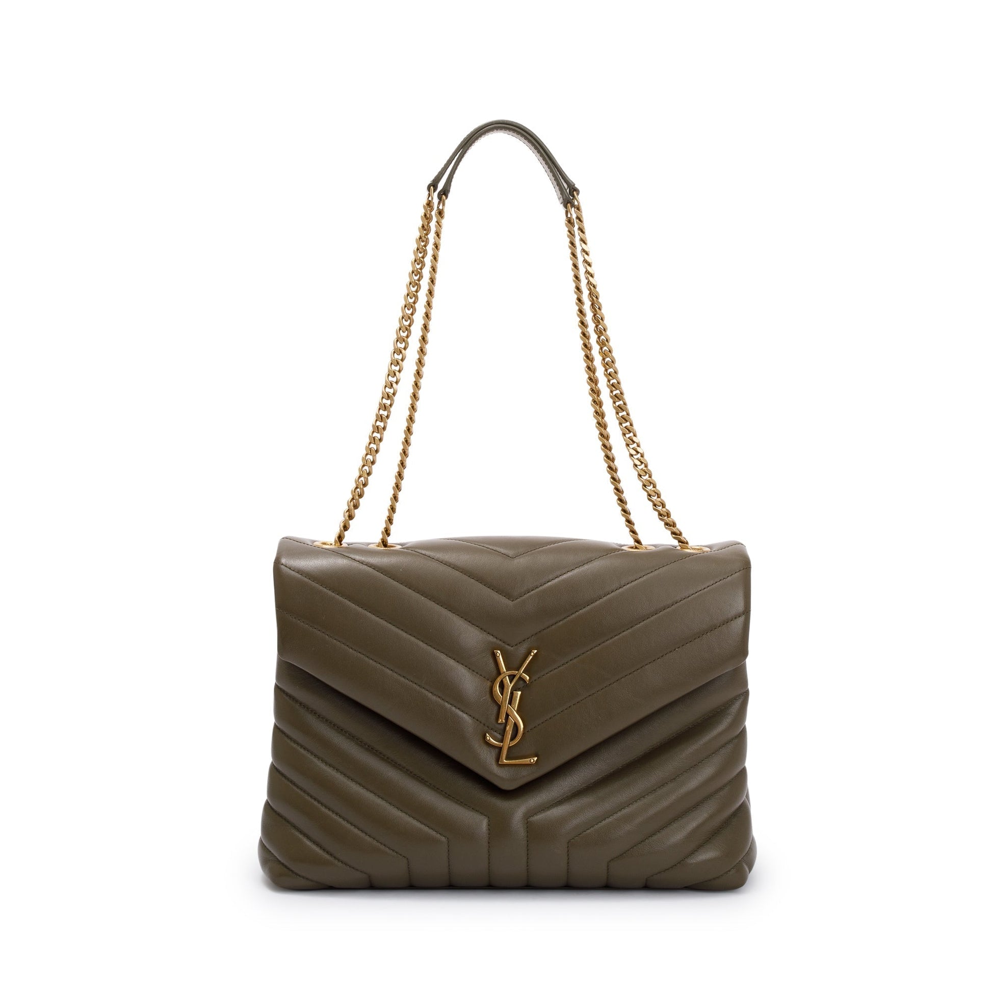 YSL Saint Laurent Olive Loulou Shoulder Bag Monogram Green