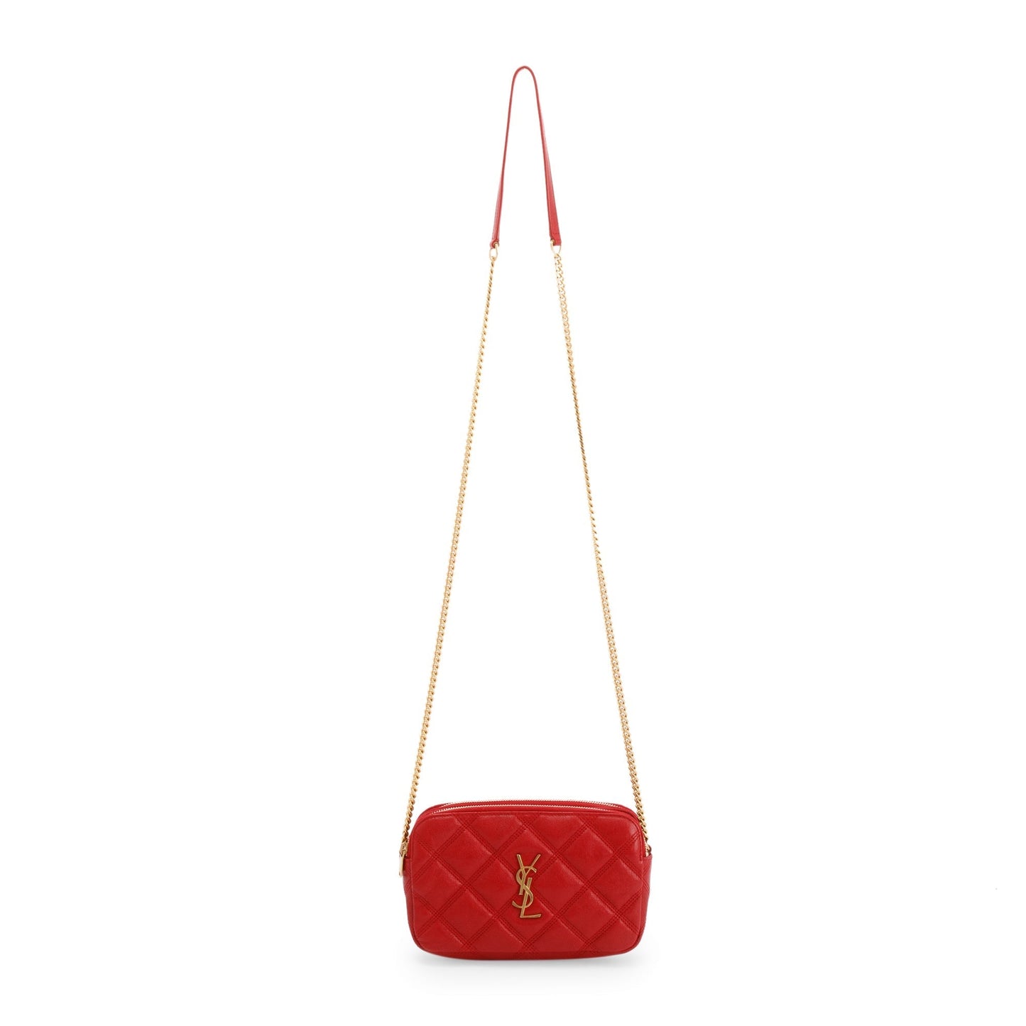 YSL Saint Laurent Becky Double Zip Bag Quilted Red Travel Bag