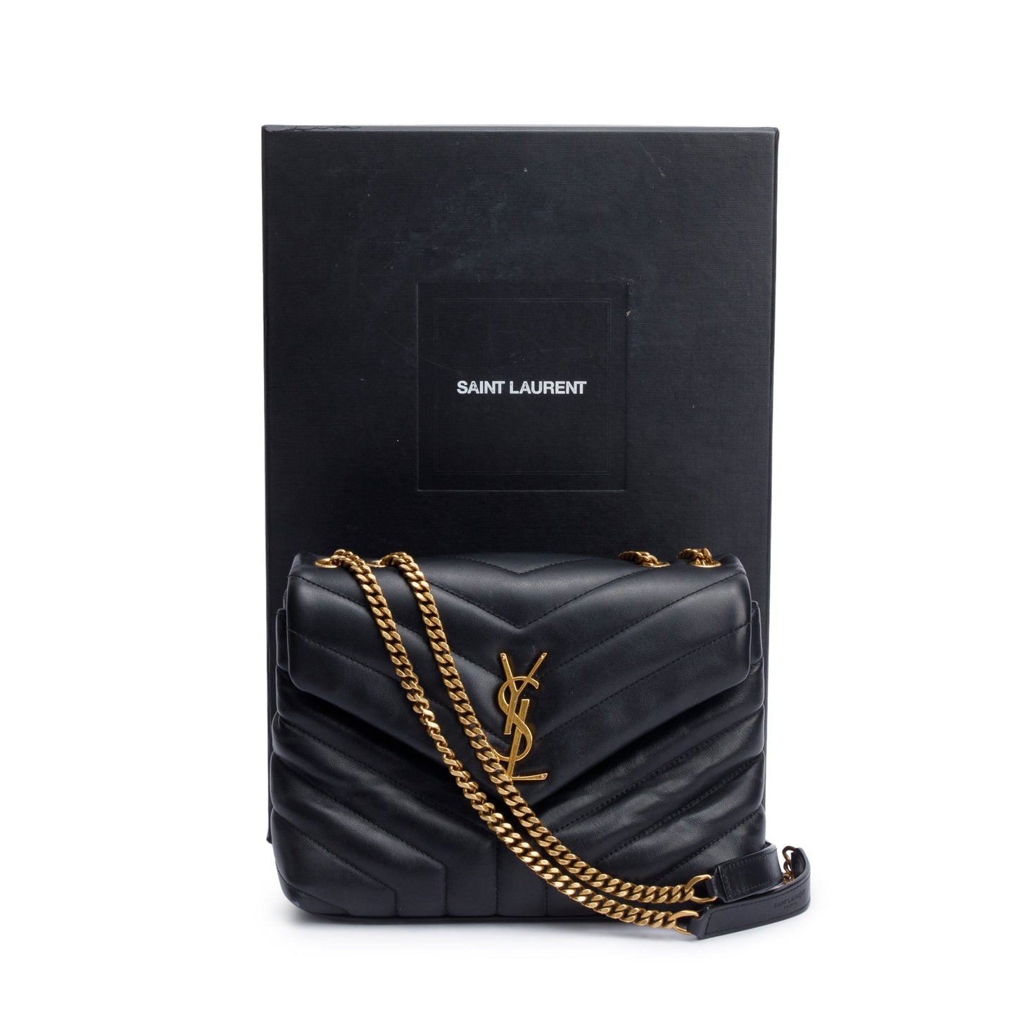 YSL Saint Laurent Black Small Loulou Shoulder Bag Leather Quilted