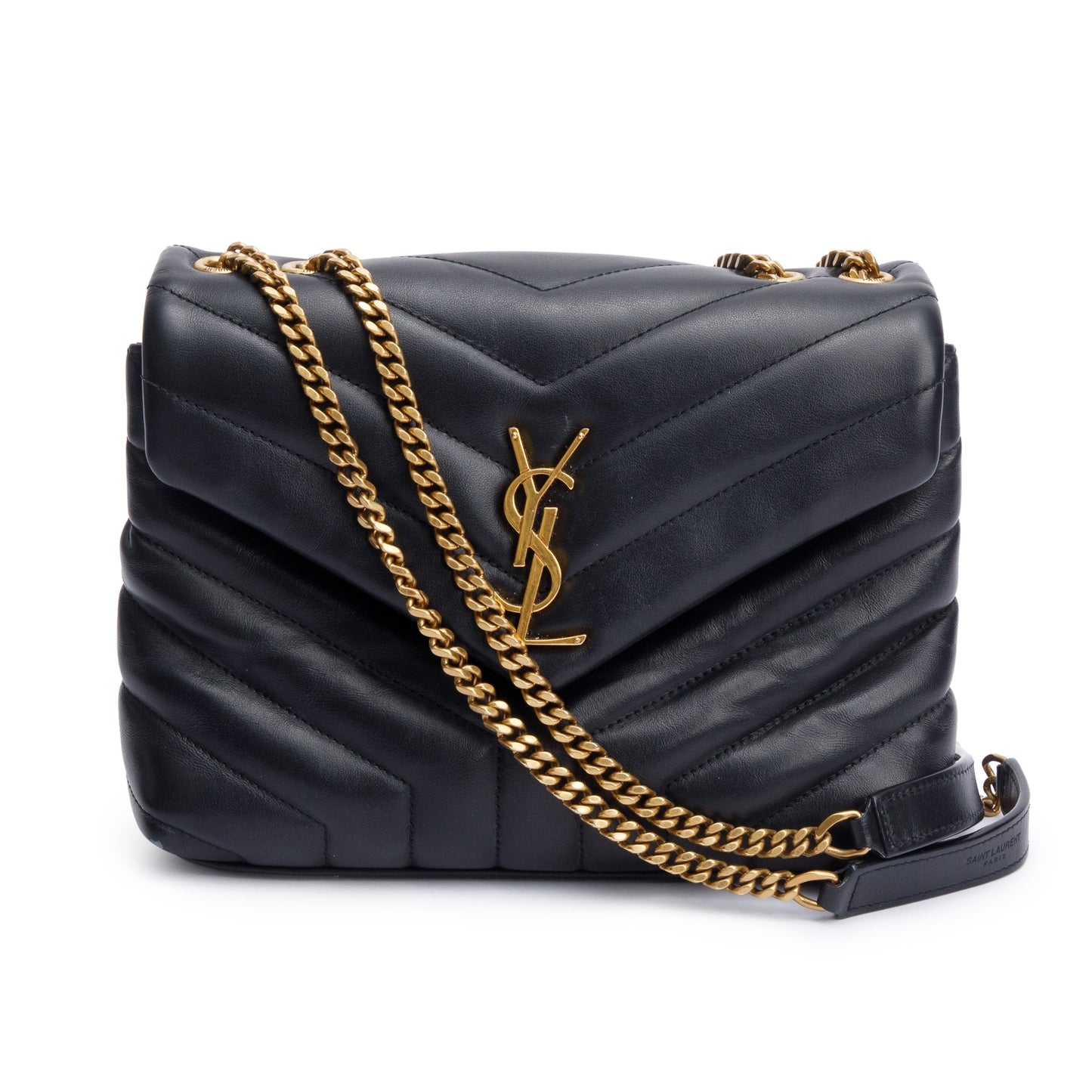 YSL Saint Laurent Black Small Loulou Shoulder Bag Leather Quilted