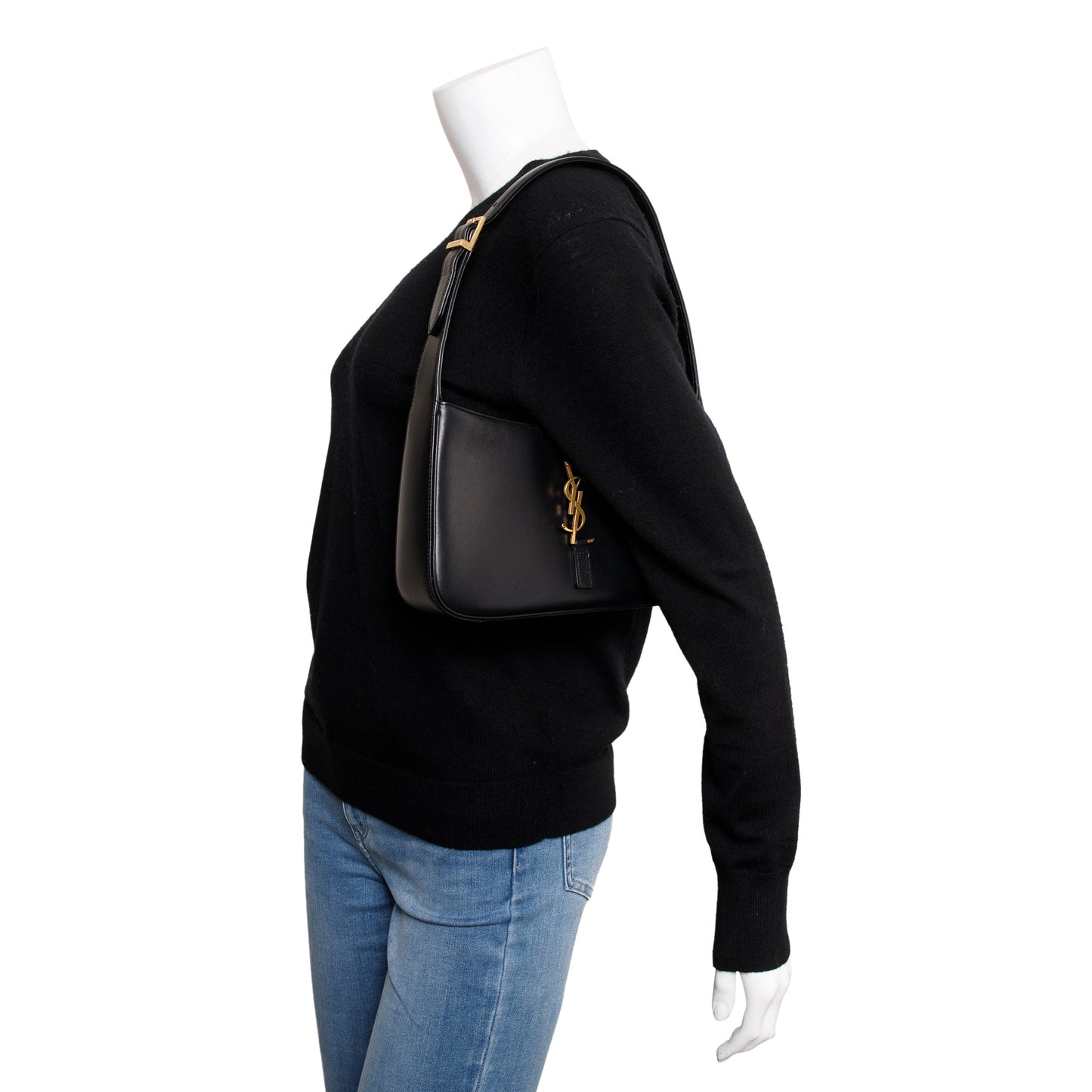 YSL Saint Laurent Smooth Calfskin Le Hobo Bag Leather Black Shoulder Bag