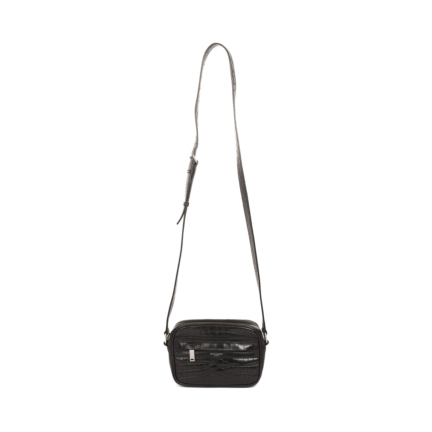 YSL Saint Laurent Croc Embossed Camp Camera Bag Small Crossbody Bag