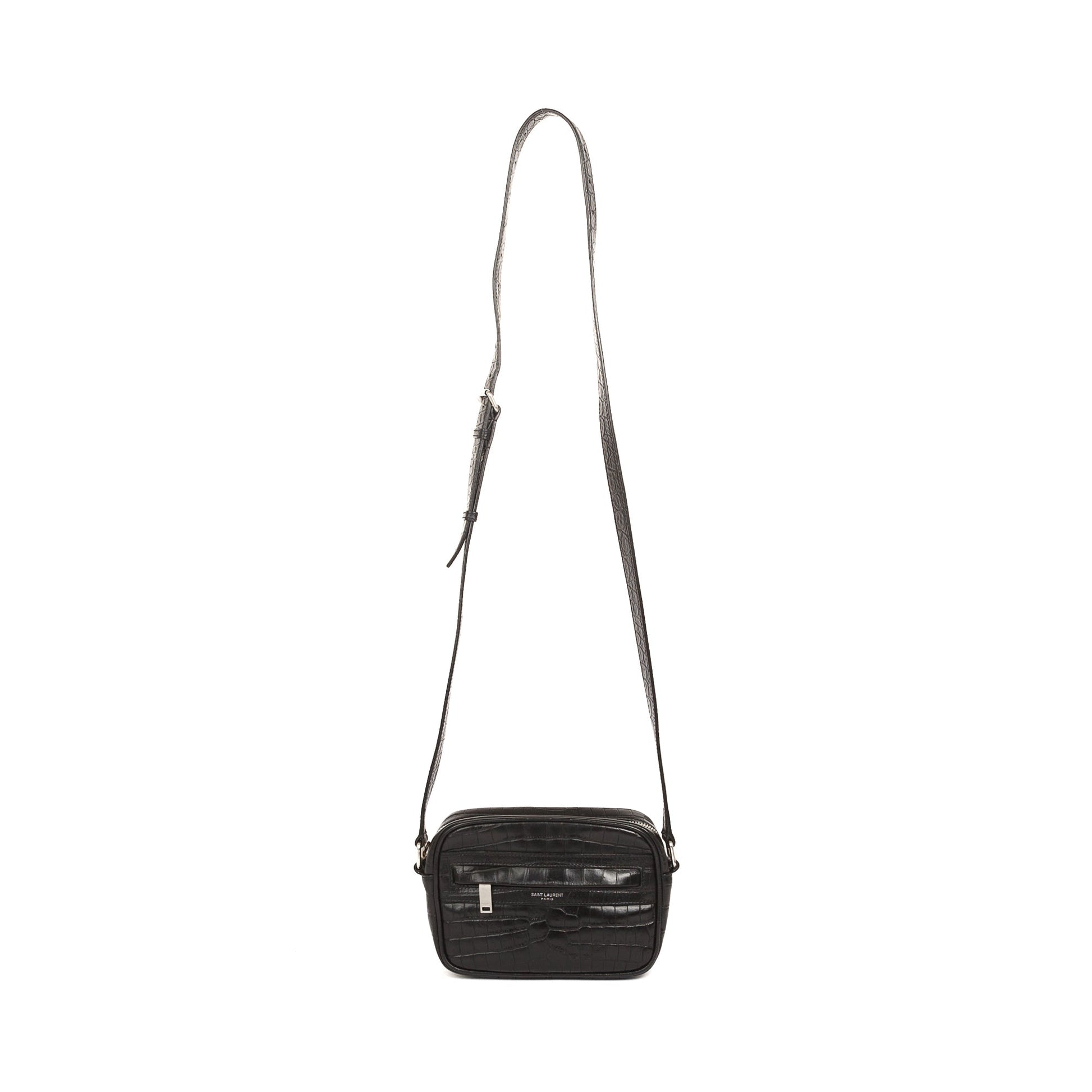 YSL Saint Laurent Croc Embossed Camp Camera Bag Small Crossbody Bag