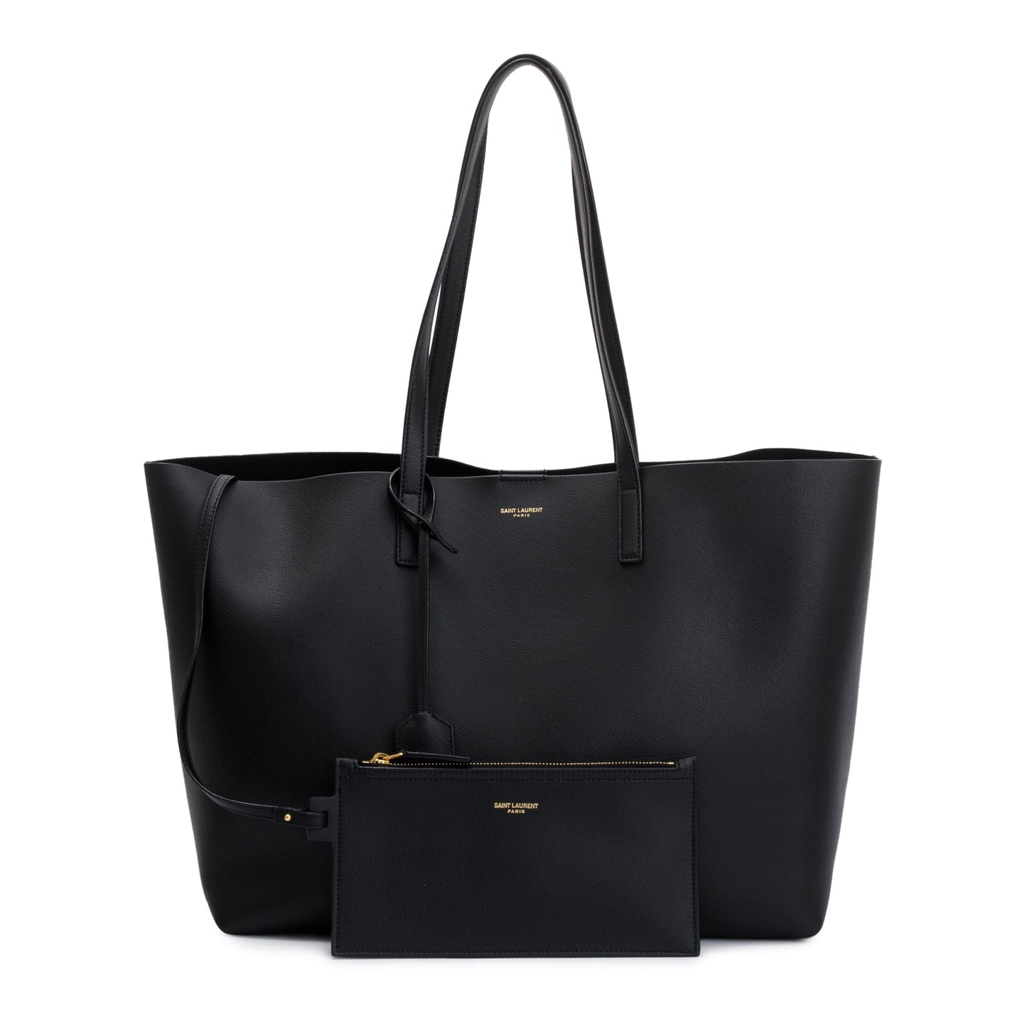 YSL Saint Laurent Calfskin E W Shopping Tote Leather Black Tote Bag