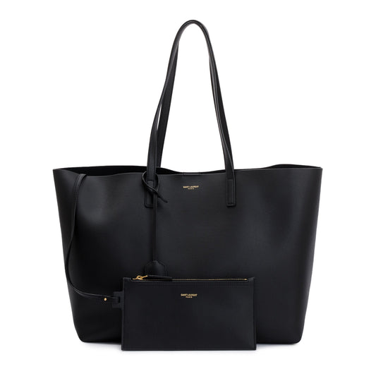 YSL Saint Laurent Calfskin E W Shopping Tote Leather Black Tote Bag