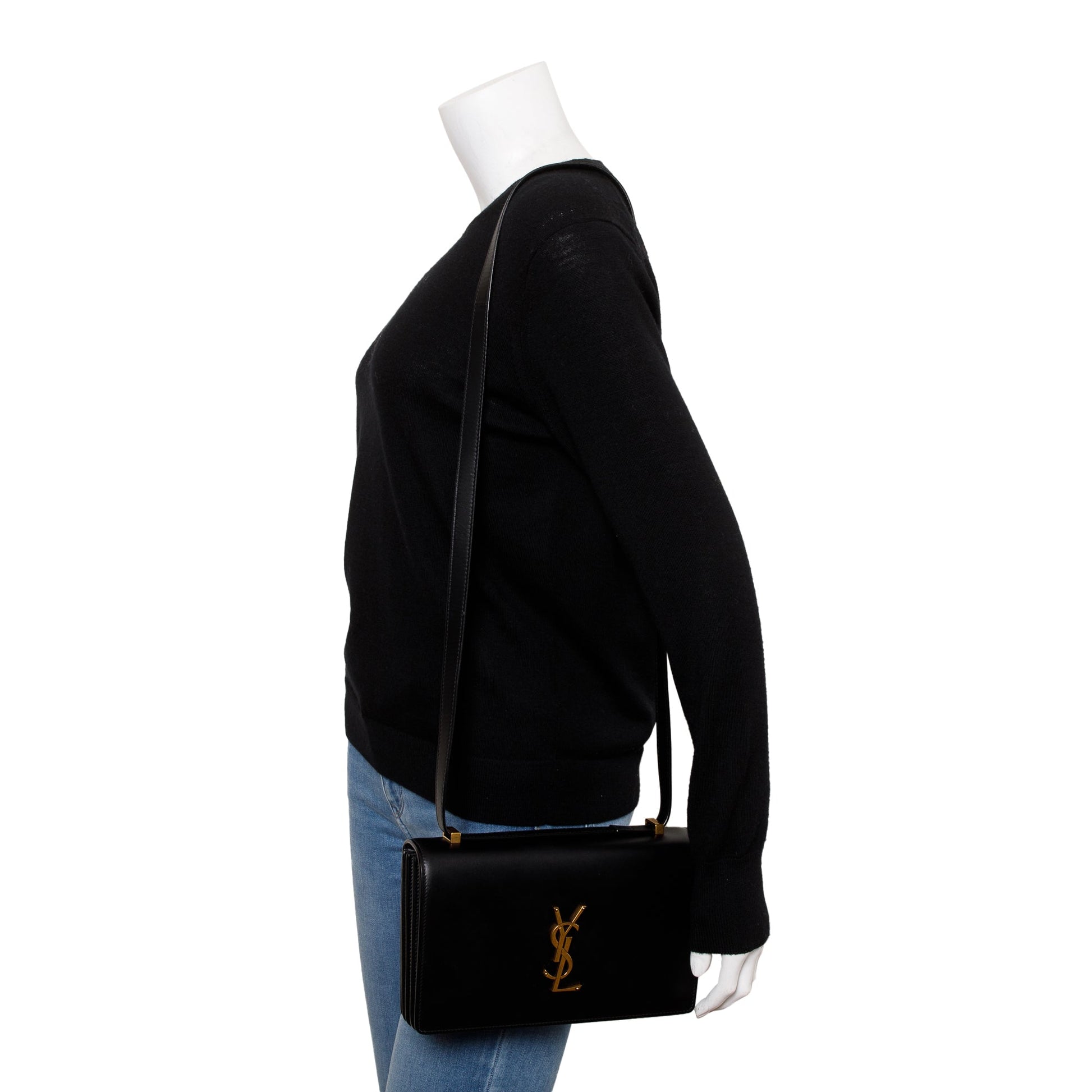 YSL Saint Laurent Calfskin Dylan Shoulder Bag Leather Black Bag 50071