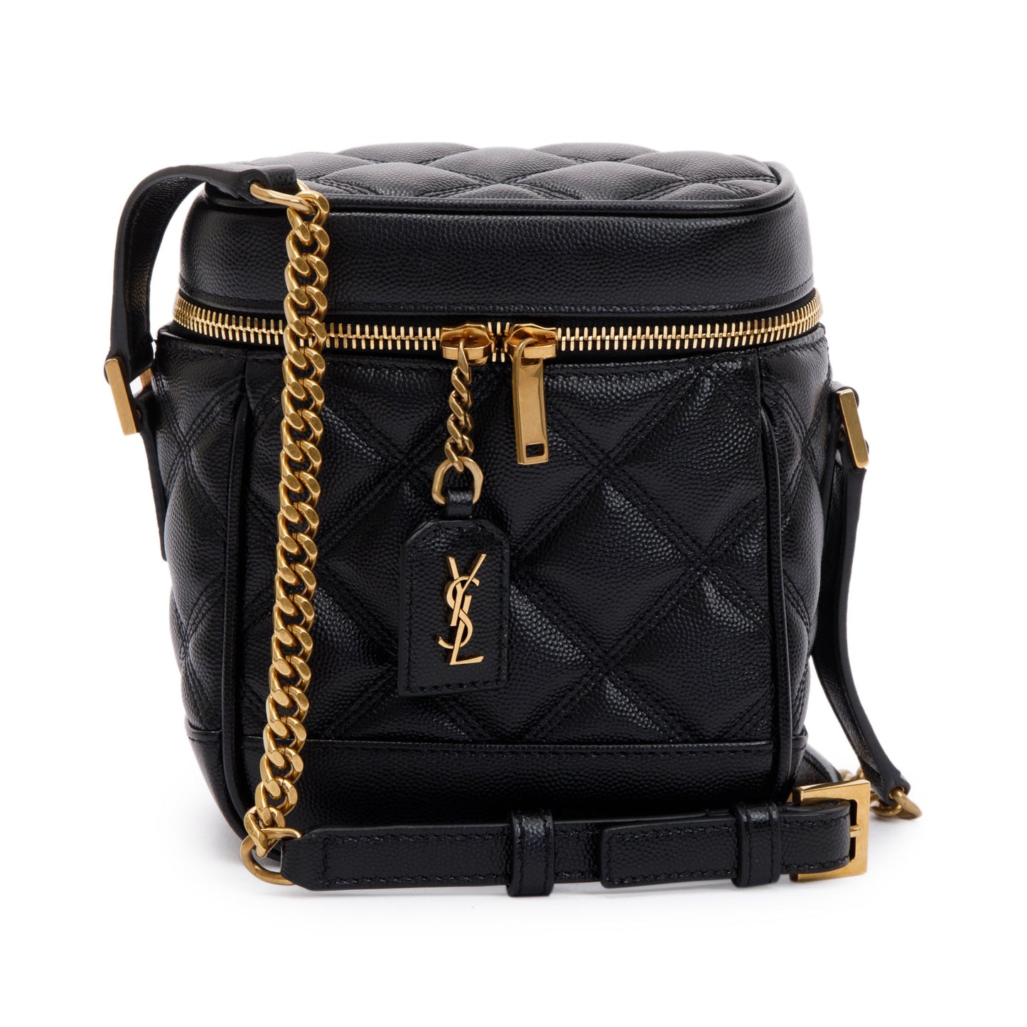 YSL Saint Laurent Grain De Poudre Vanity Bag Leather Black Travel Bag