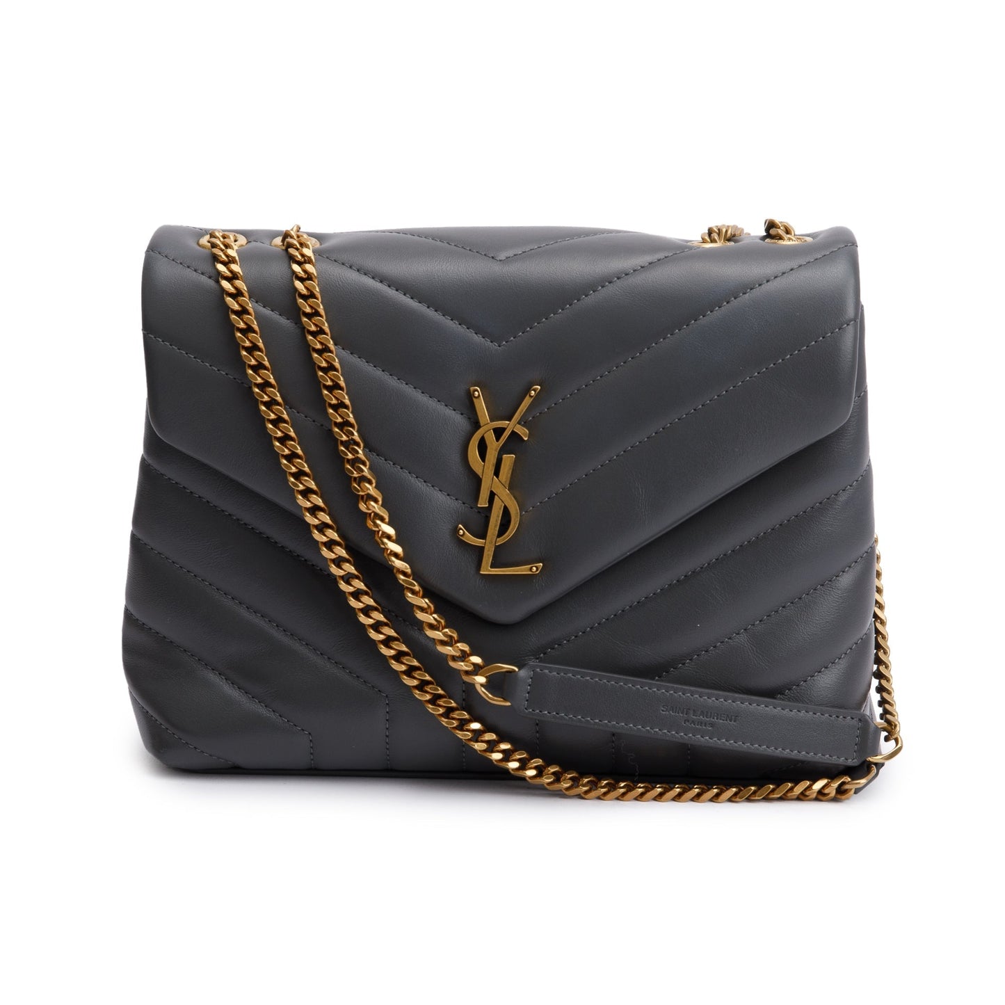 YSL Saint Laurent Grey Calfskin Loulou Shoulder Bag Leather Monogram Bag 49503