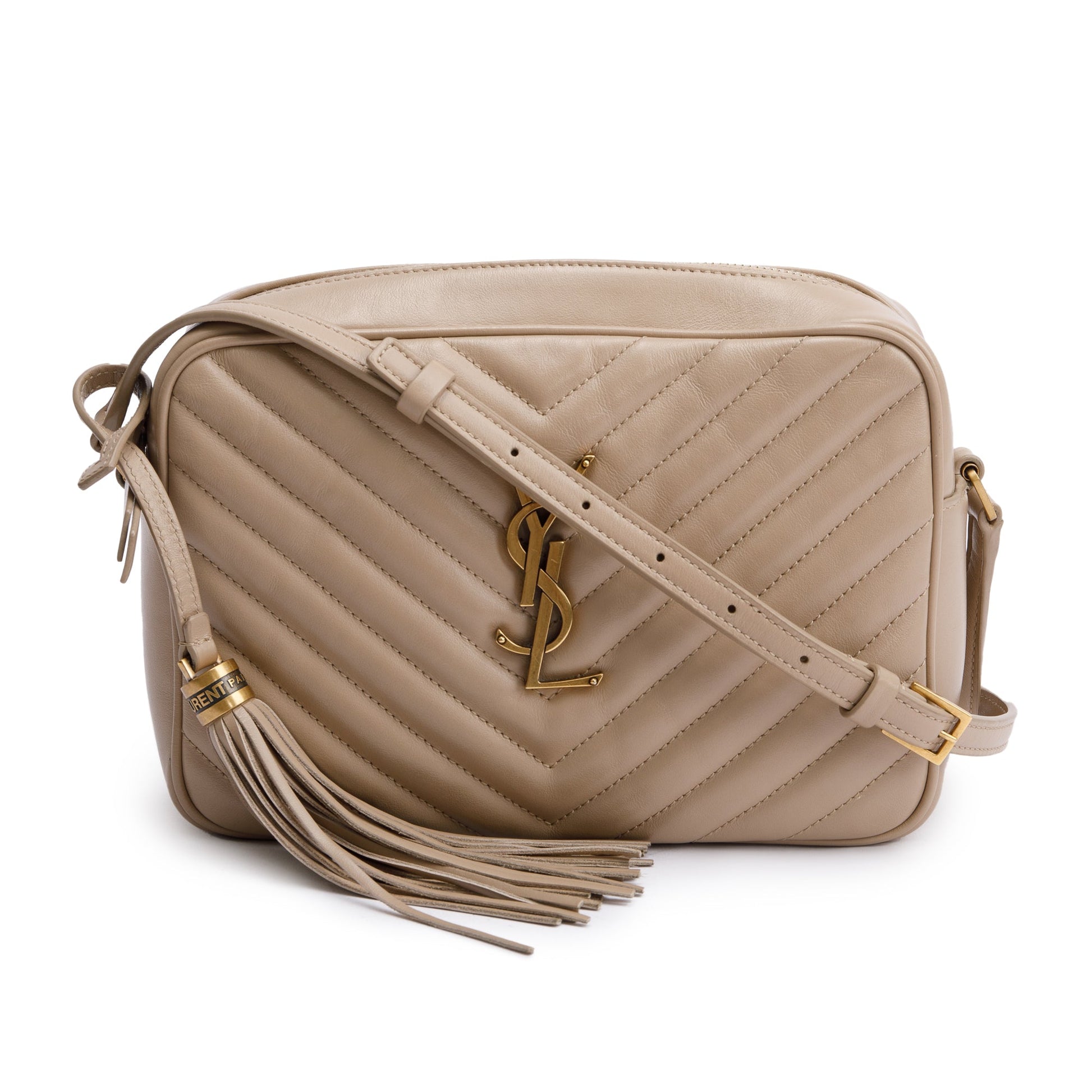 YSL Saint Laurent Neutral Lou Camera Bag Leather Quilted Crossbody Bag